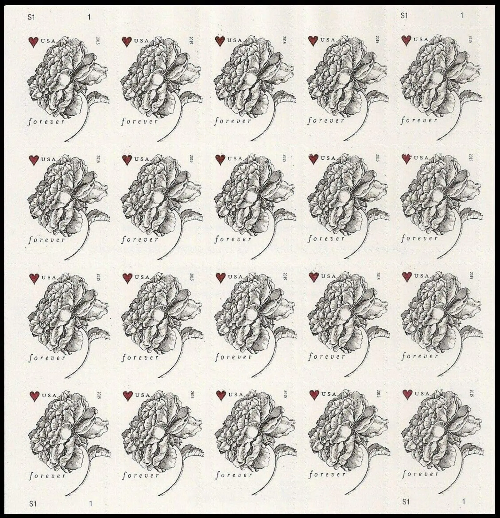 Vintage Rose Forever Love First Class Postage stamps for Wedding Invitations