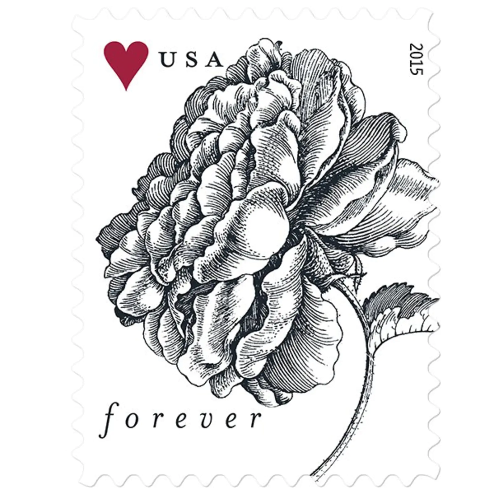 Vintage Rose Forever Love First Class Postage stamps for Wedding Invitations