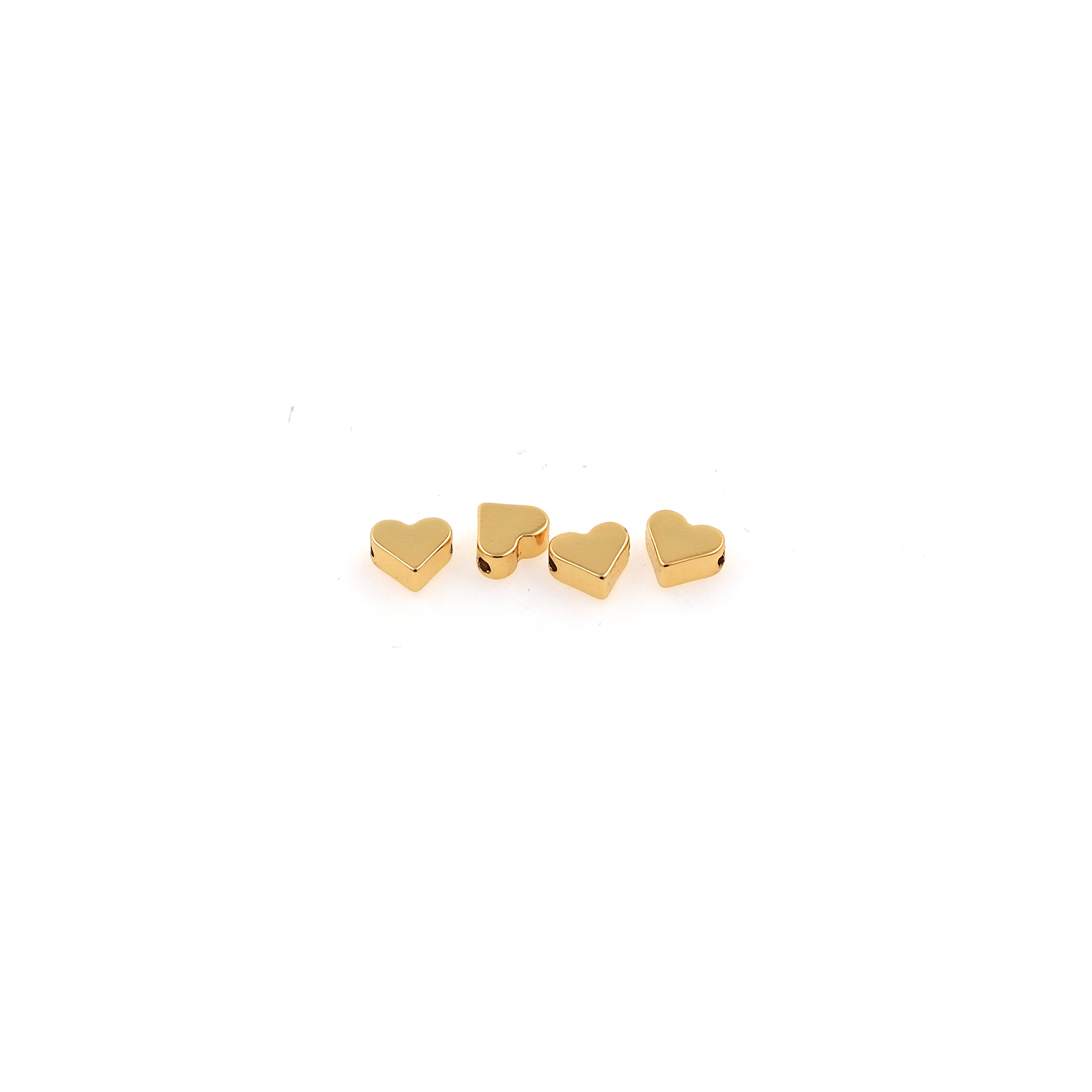 5pcs 18K Gold Filled Heart Spacer Beads,Silver Heart Beads for Bracelet Jewelry Necklace Making Supply