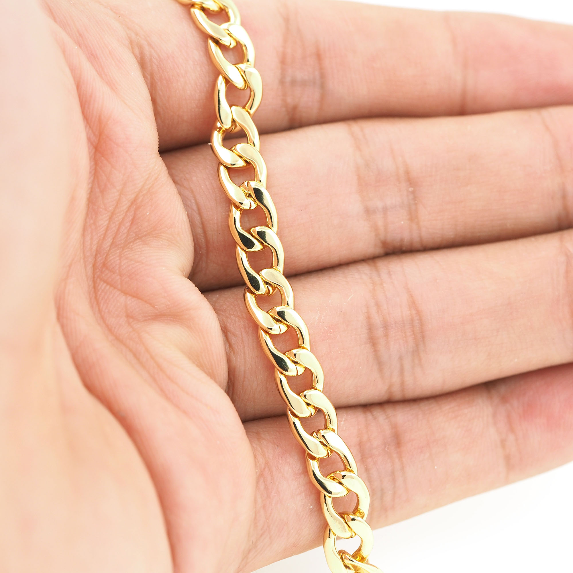 18K Gold Filled Cuban Chain Necklace,Cuban Link Chain Necklace for Women DIY Jewelry Making Supply