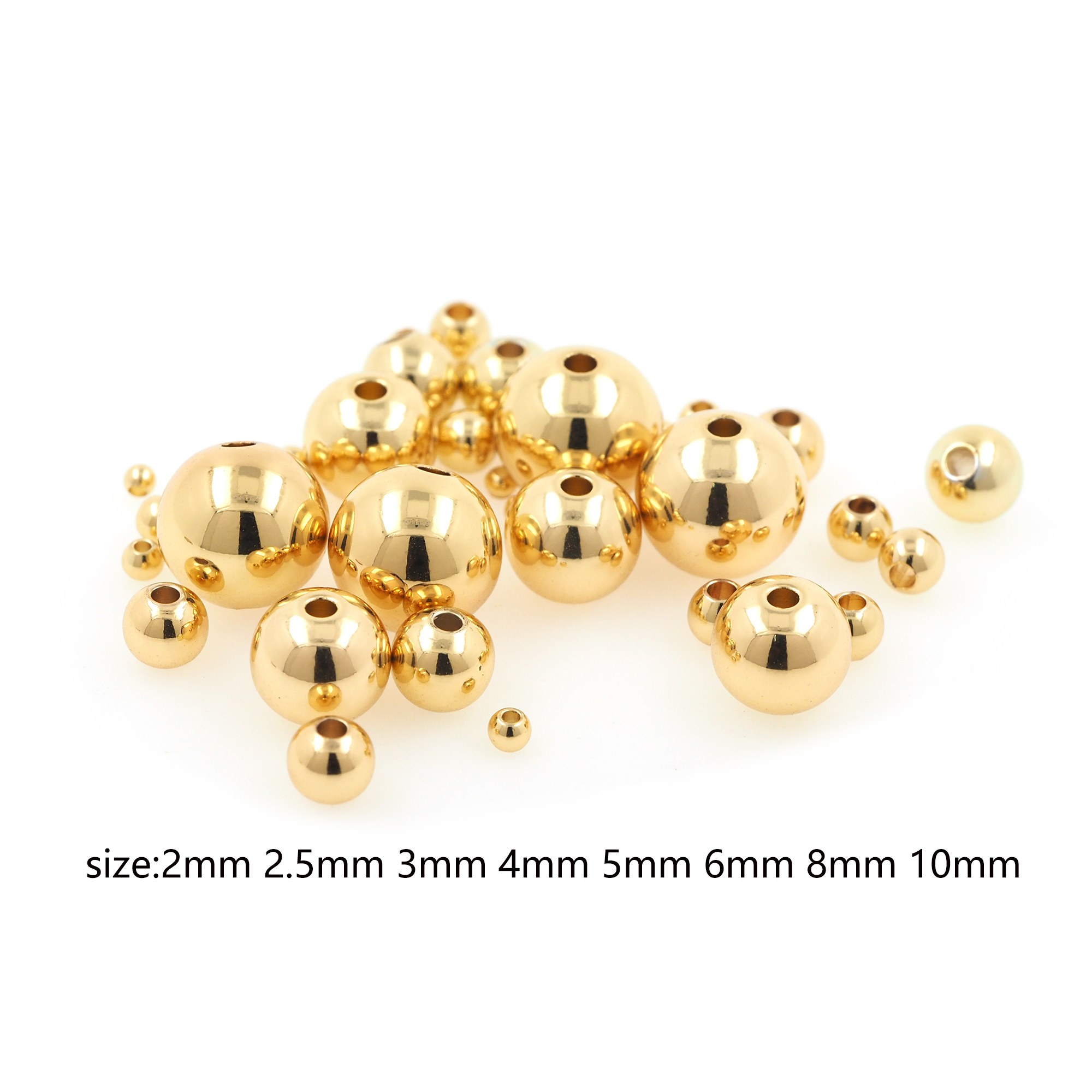 100pcs 18K Gold Filled Ball Spacer Beads,Gold Spacer Beads,Round Beads for DIY Necklace Bracelet Supply Beads