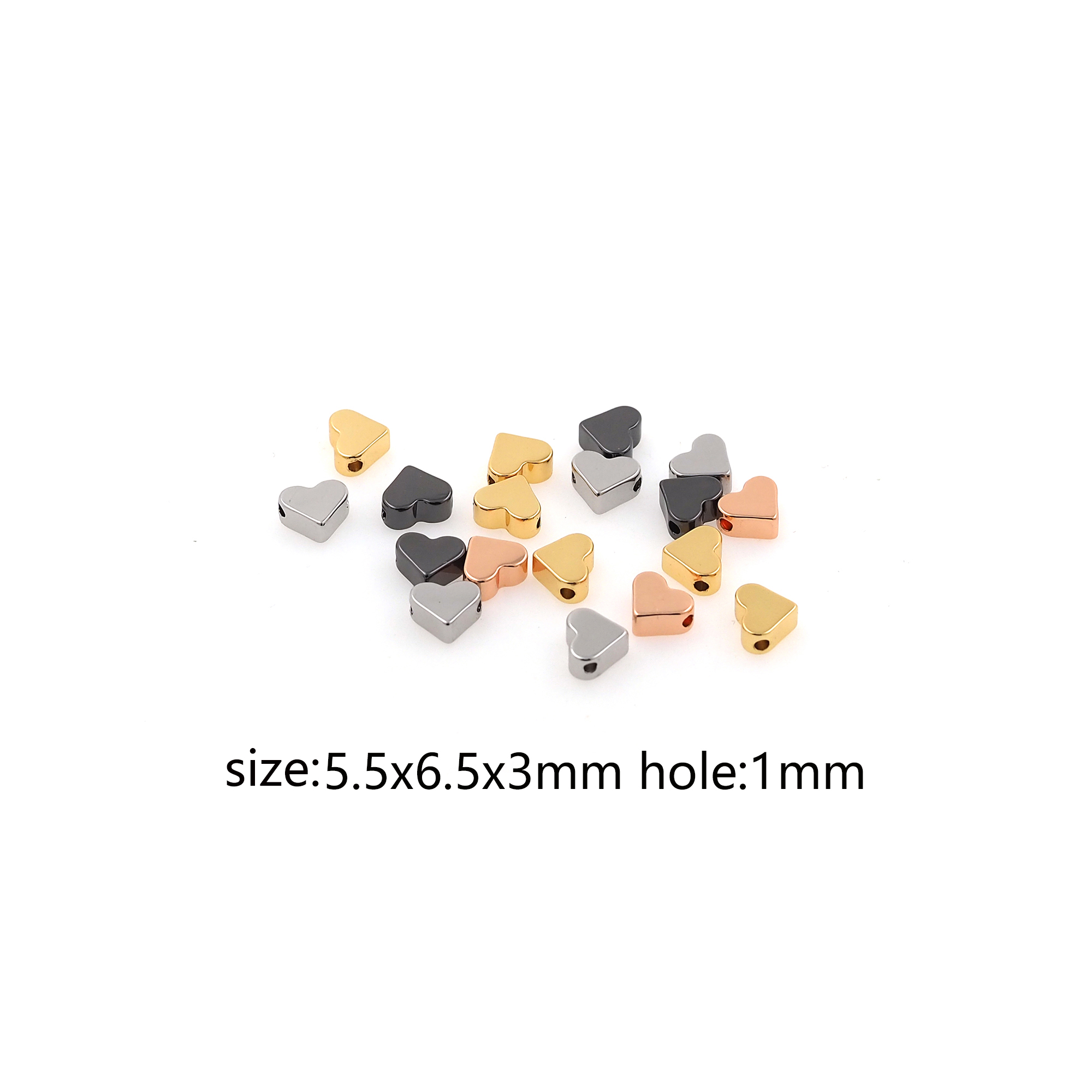 5pcs 18K Gold Filled Heart Spacer Beads,Silver Heart Beads for Bracelet Jewelry Necklace Making Supply