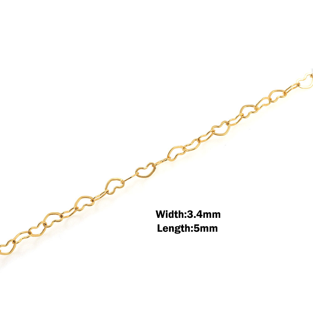 18K Gold Filled Cable Chain Necklace,Dainty Heart Link Chain Necklace for Women DIY Jewelry Making Supply