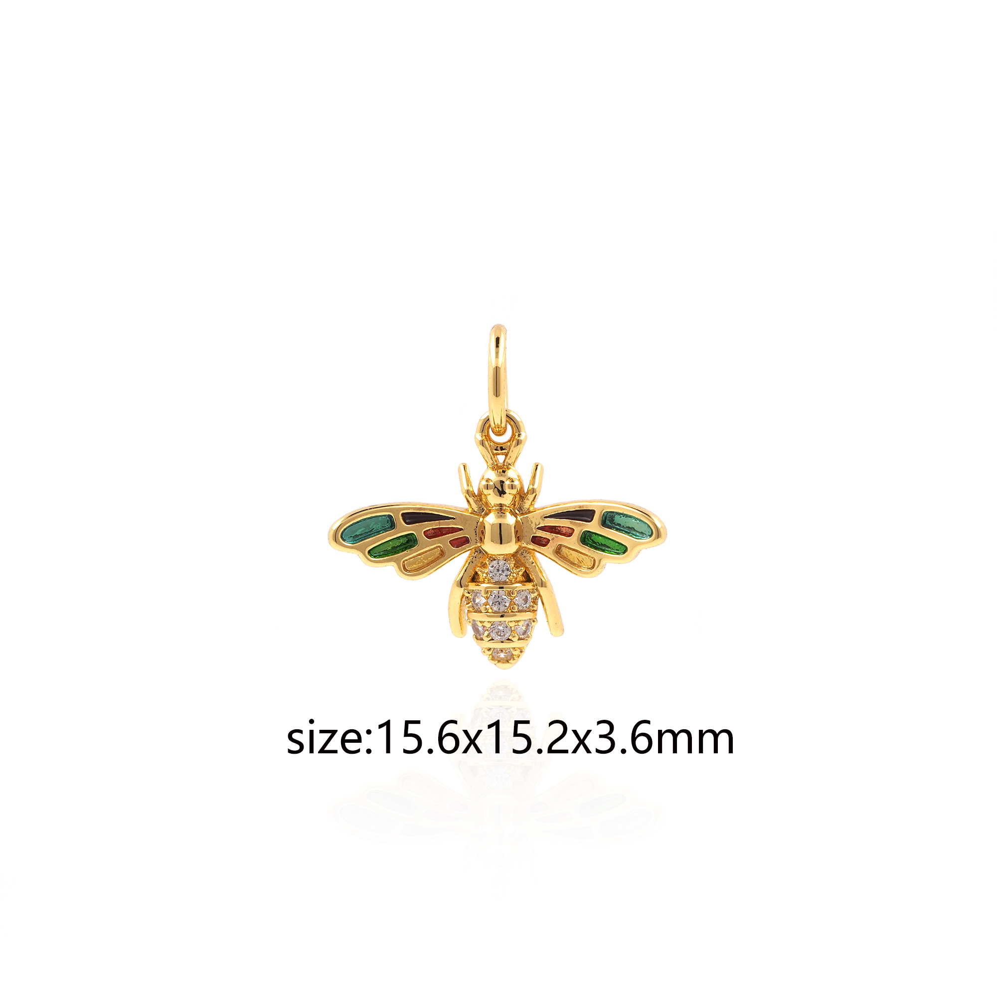 18K Gold Filled Bee Pendant,Insect Charm,Cute Bee Earrings Necklace for DIY Jewelry Making Supply