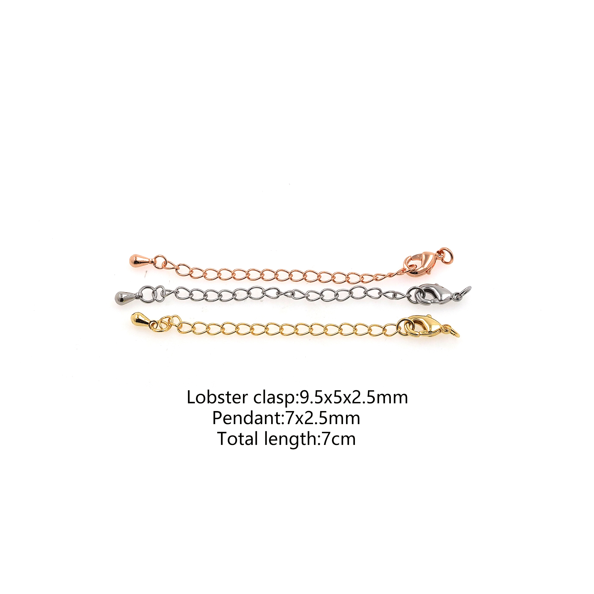 5pcs 18K Gold Filled Chain Extender for Necklace Bracelet Supply Component Findings Extenders Lobster Claw Clasps with Gold Extender Chain