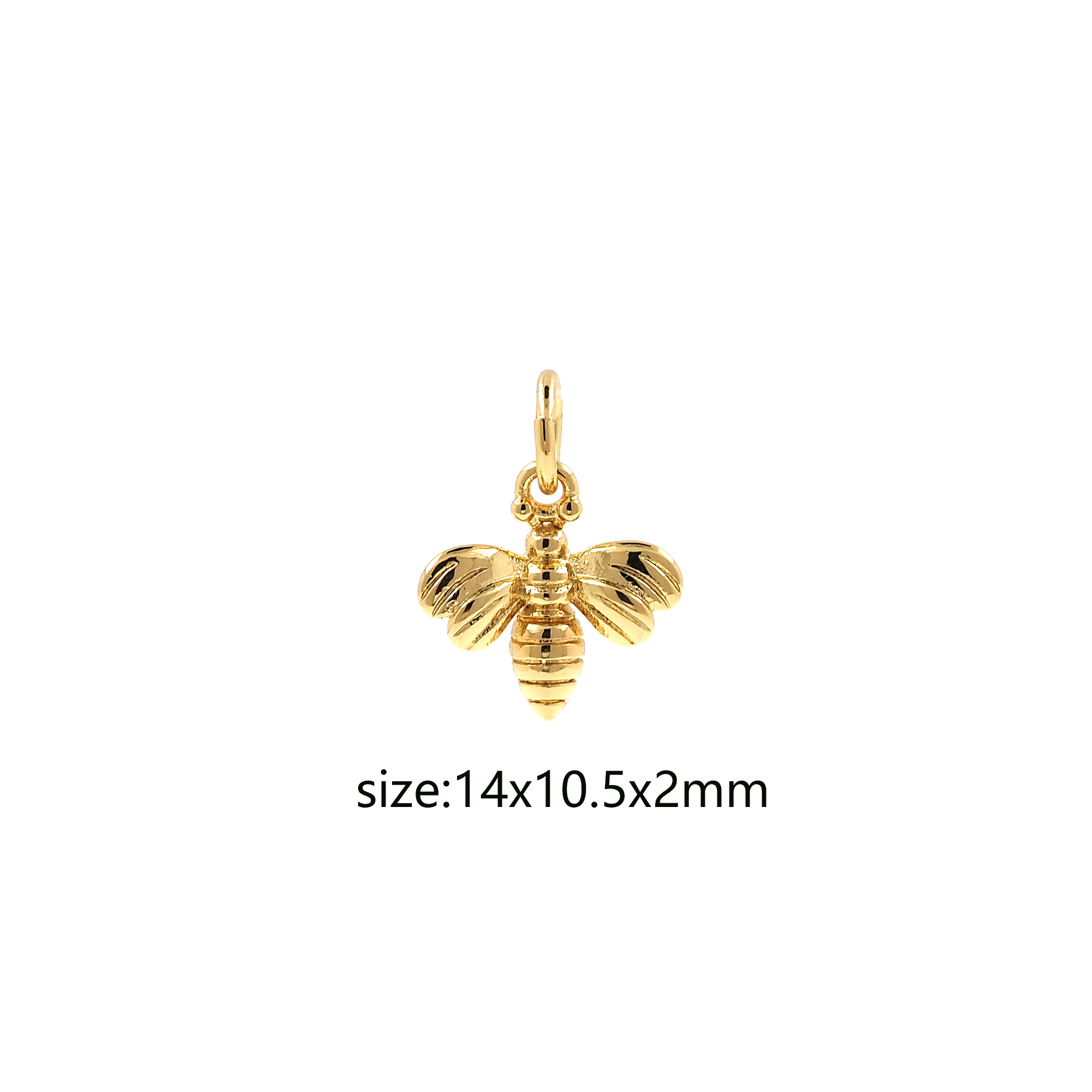 18K Gold Filled Bee Pendant,Insect Charm,Cute Bee Earrings Necklace for DIY Jewelry Making Supply