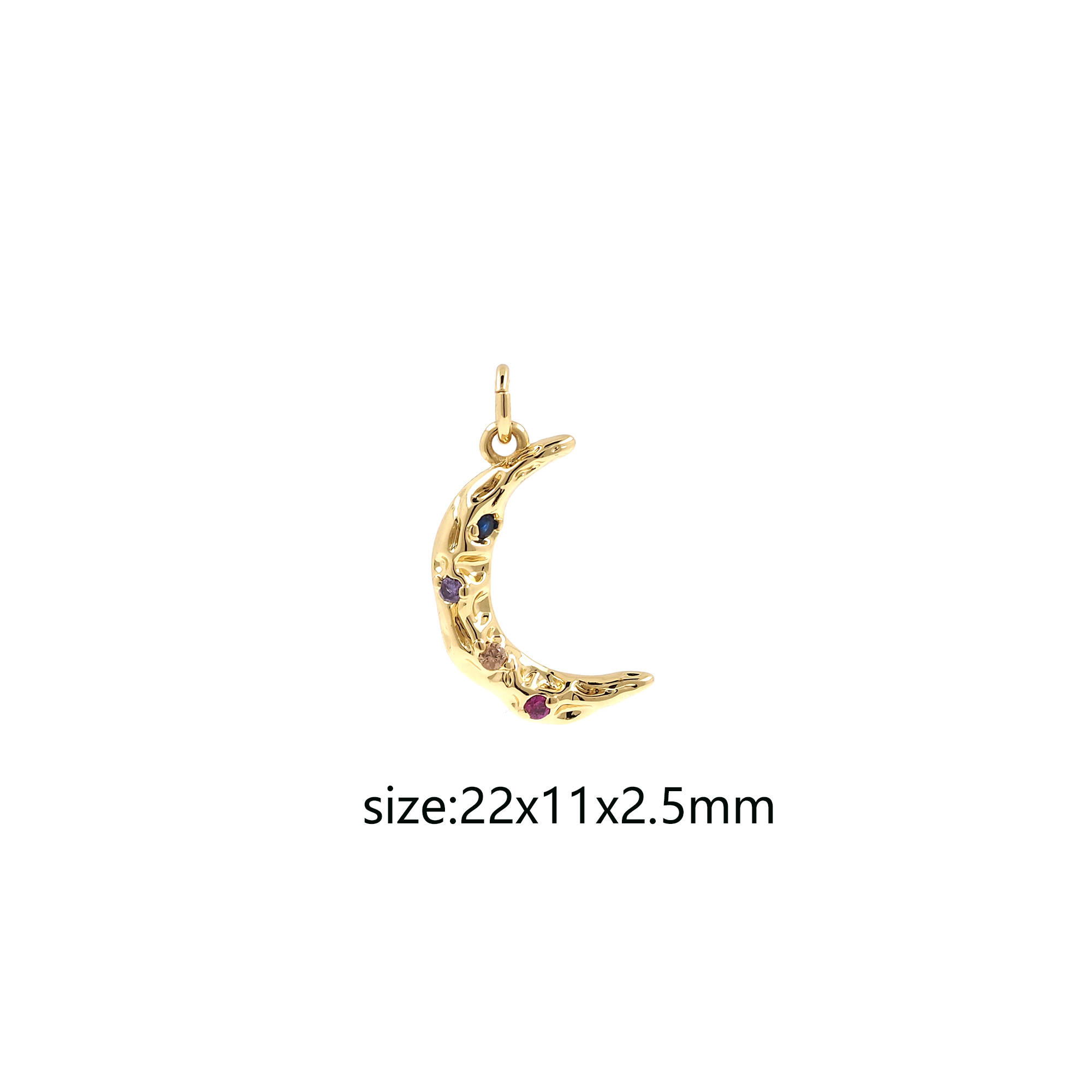 18K Gold Filled Moon Pendant,CZ Micro Pave Celestial Charm,DIY Jewelry Making Supply