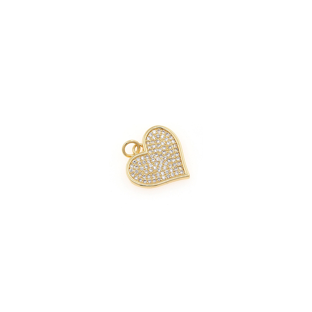 18K Gold Filled Heart Pendant,CZ Micro Pave Heart Charm Earrings Necklace for DIY Jewelry Making Supply