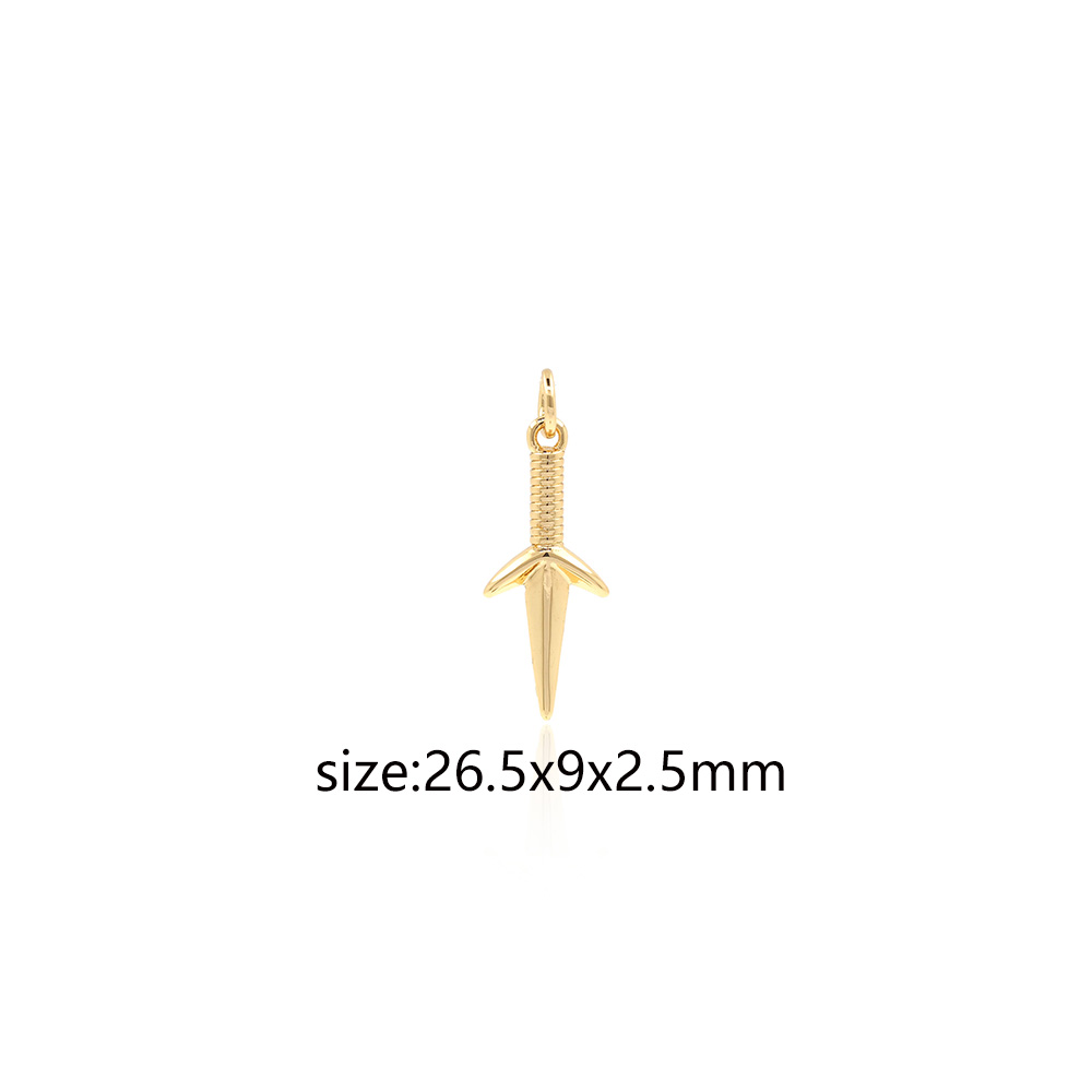 18K Gold Filled Dagger Pendant,Tiny Dagger Charm Earrings Necklace for DIY Jewelry Making Supply