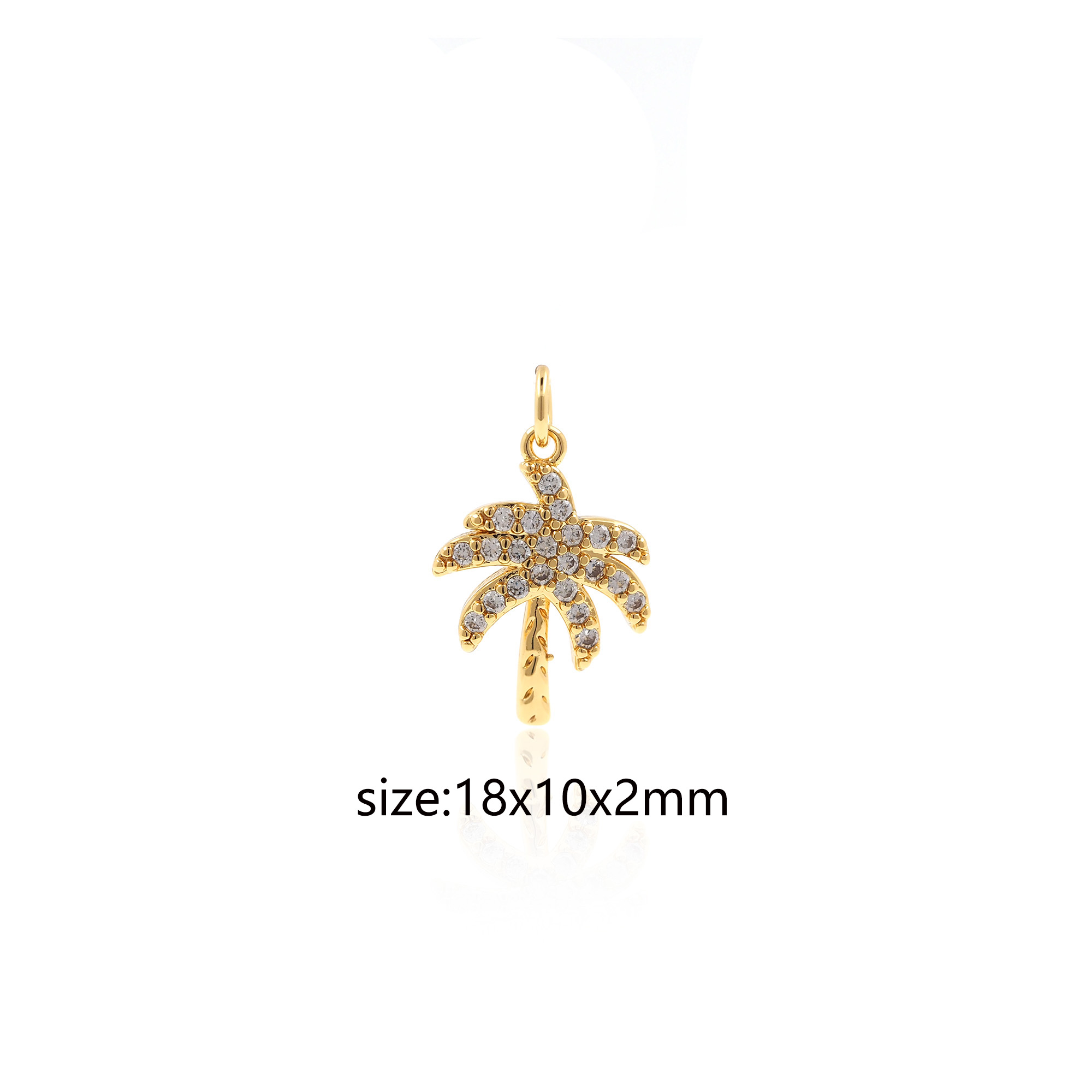 18K Gold Filled Palm Tree Pendant,CZ Micro Pave Palm Tree Charm Earrings Necklace for DIY Jewelry Making Supply