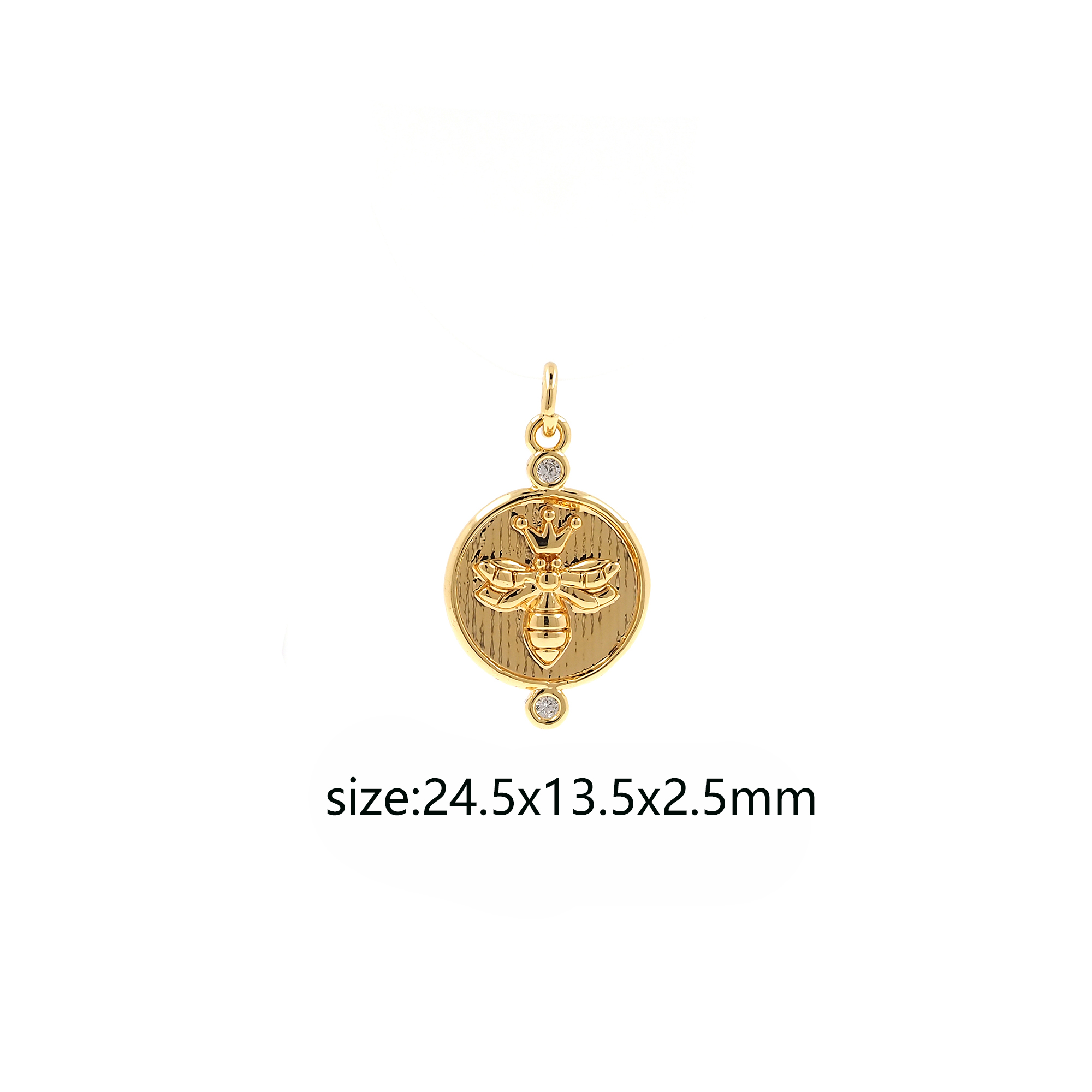 18K Gold Filled Bee Pendant,Insect Charm,Bee Coin Earrings Necklace for DIY Jewelry Making Supply