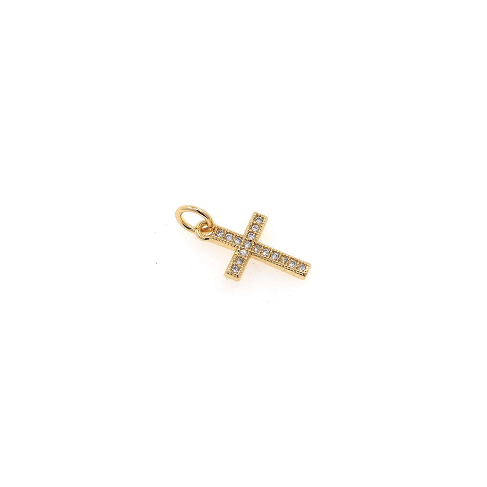 18K Gold Filled Cross Pendant,CZ Micro Pave Cross Charm Earrings Necklace for DIY Jewelry Making Supply