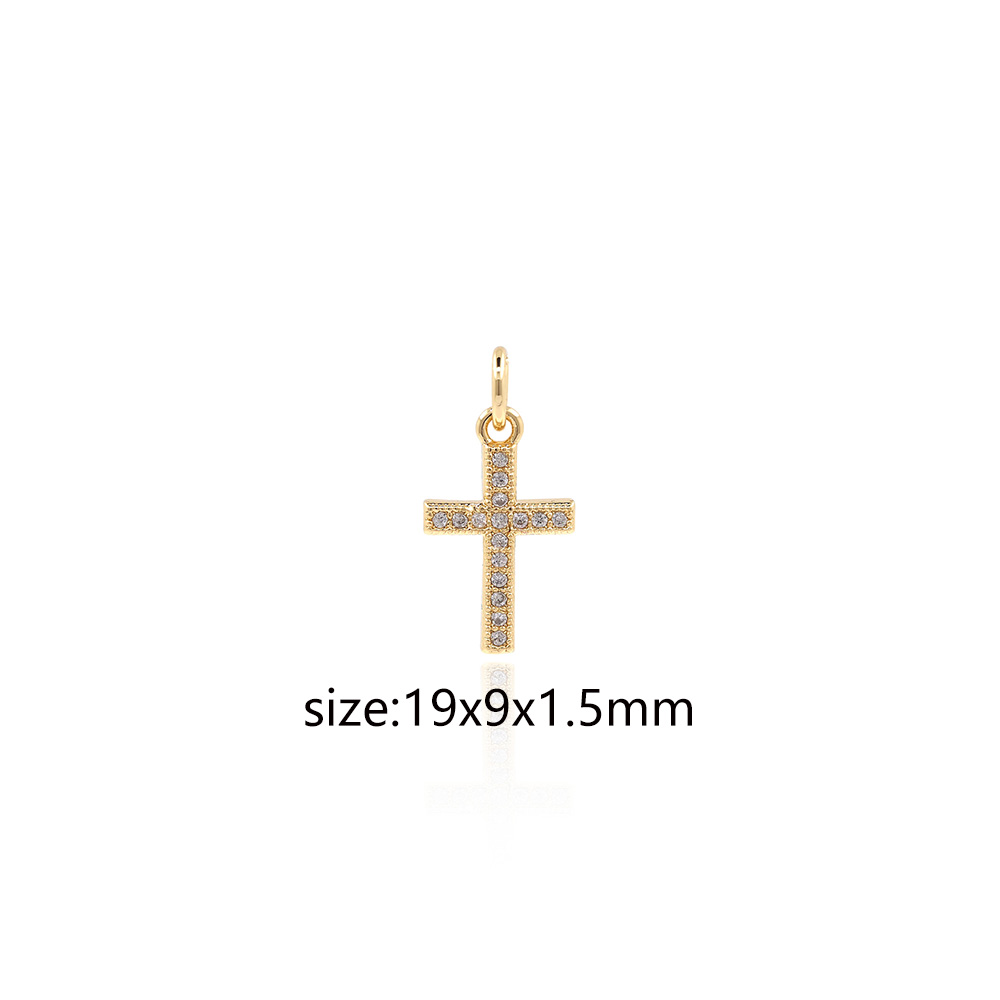 18K Gold Filled Cross Pendant,CZ Micro Pave Cross Charm Earrings Necklace for DIY Jewelry Making Supply