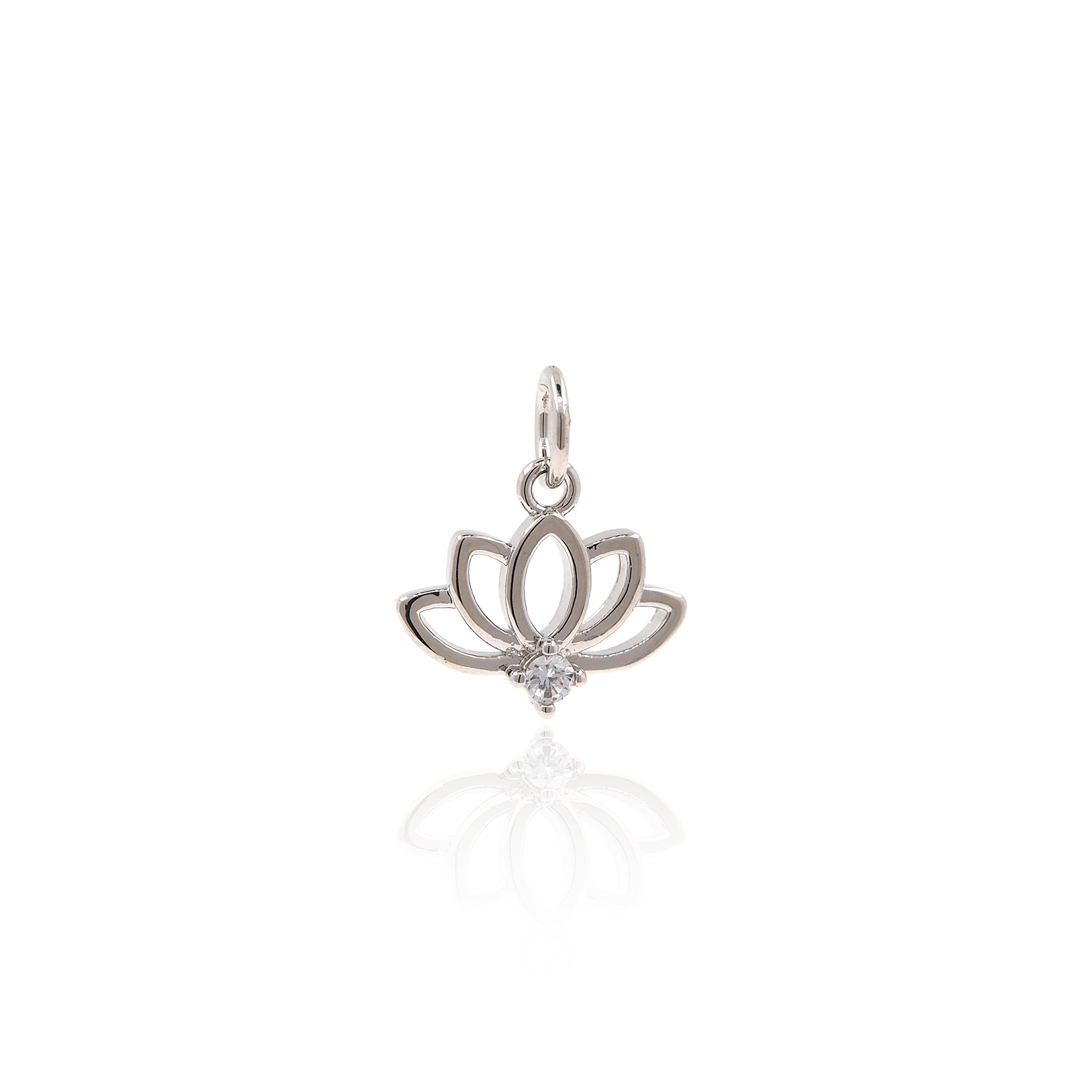 18K Gold Filled Lotus Pendant,CZ Micro Pave Lotus Charm Earrings Necklace for DIY Jewelry Making Supply