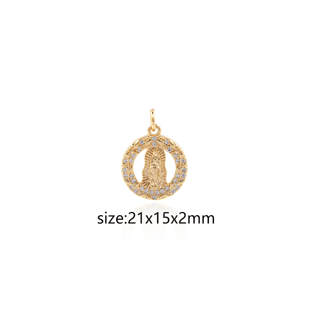 18K Gold Filled Virgin Mary Pendant,CZ Micro Pave Virgin Mary Charm Earrings Necklace for DIY Jewelry Making Supply