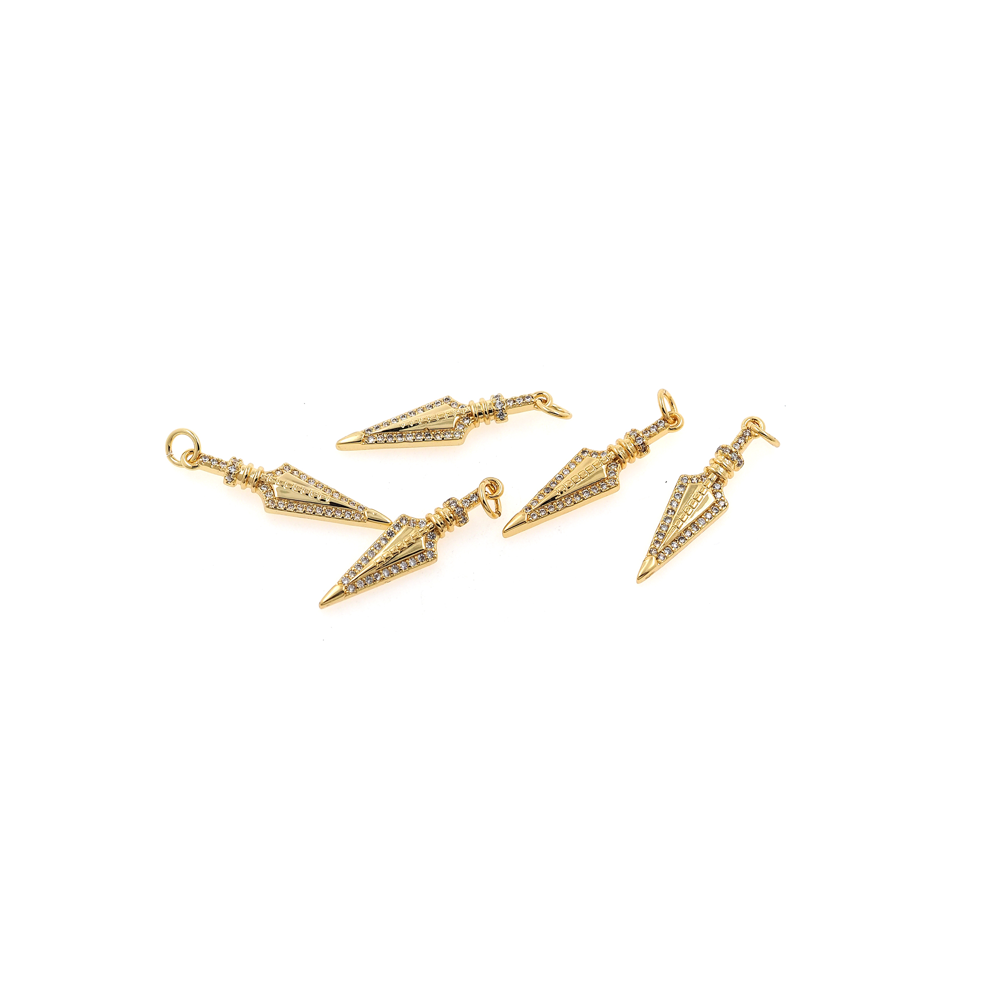 18K Gold Filled Arrow Pendant,CZ Micro Pave Arrow Charm Earrings Necklace for DIY Jewelry Making Supply