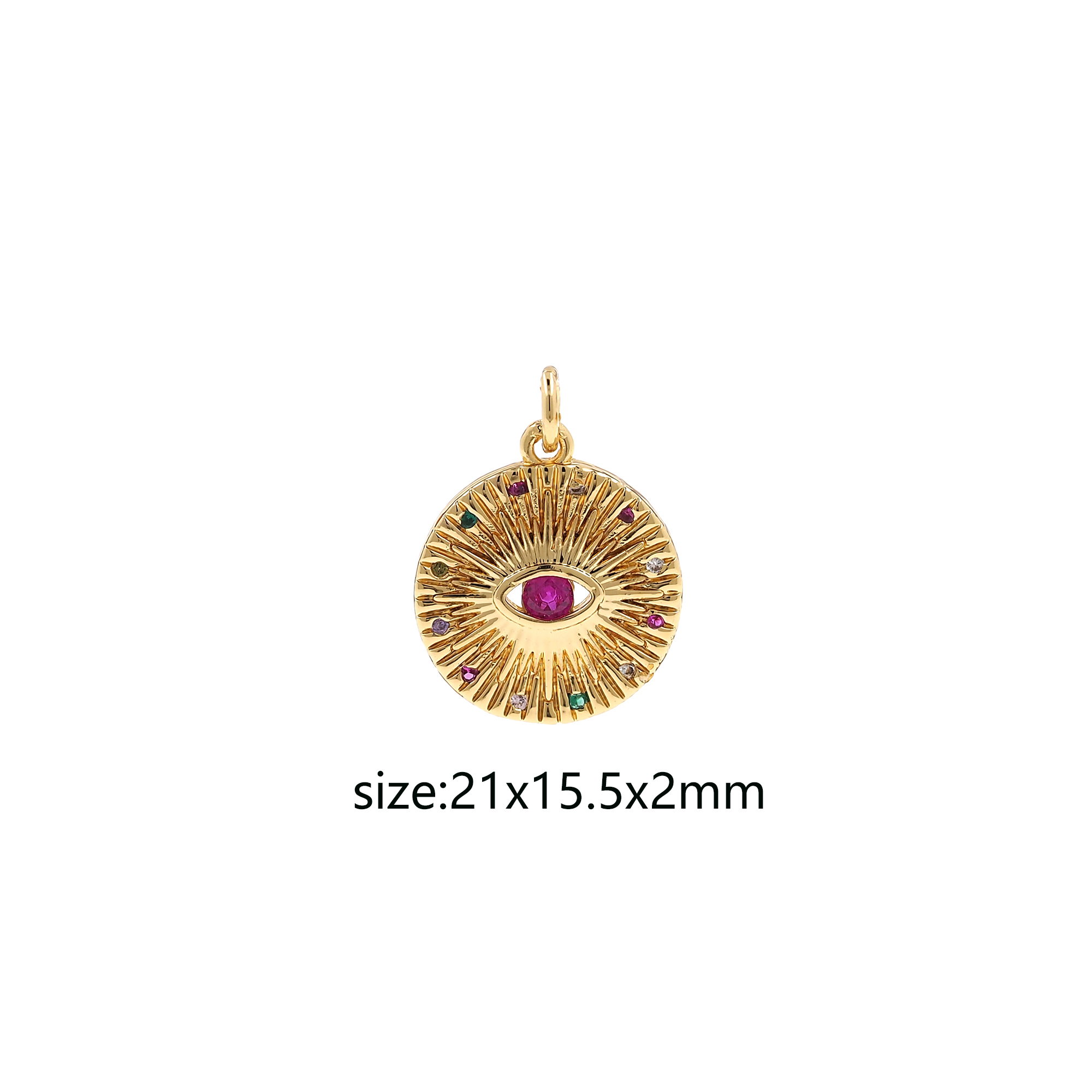 18K Gold Filled Evil Eye Pendant,CZ Micro Pave Evil Eye Coin Charm Earrings Necklace for DIY Jewelry Making Supply
