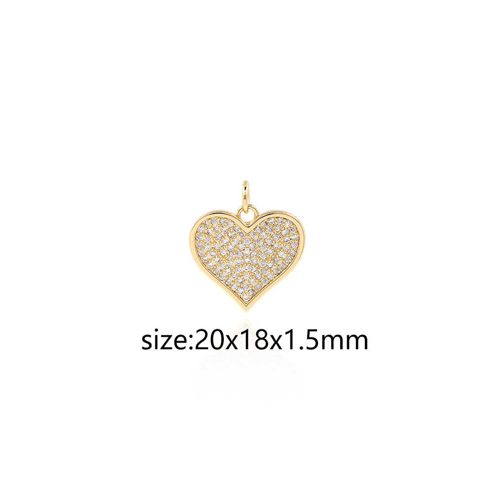 18K Gold Filled Heart Pendant,CZ Micro Pave Heart Charm Earrings Necklace for DIY Jewelry Making Supply