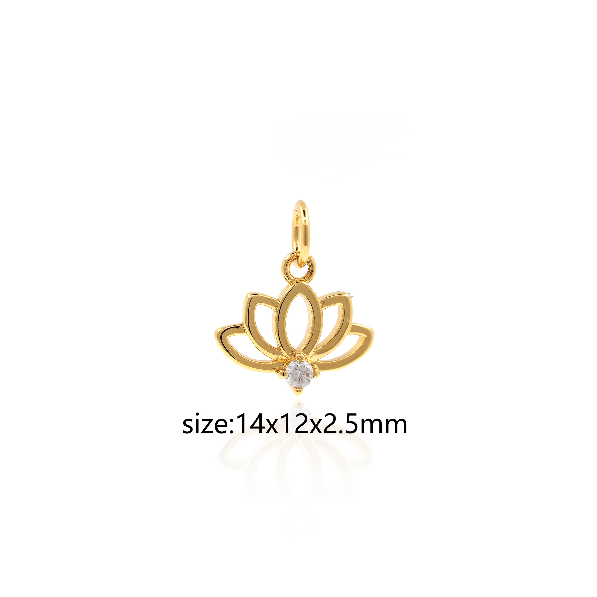 18K Gold Filled Lotus Pendant,CZ Micro Pave Lotus Charm Earrings Necklace for DIY Jewelry Making Supply