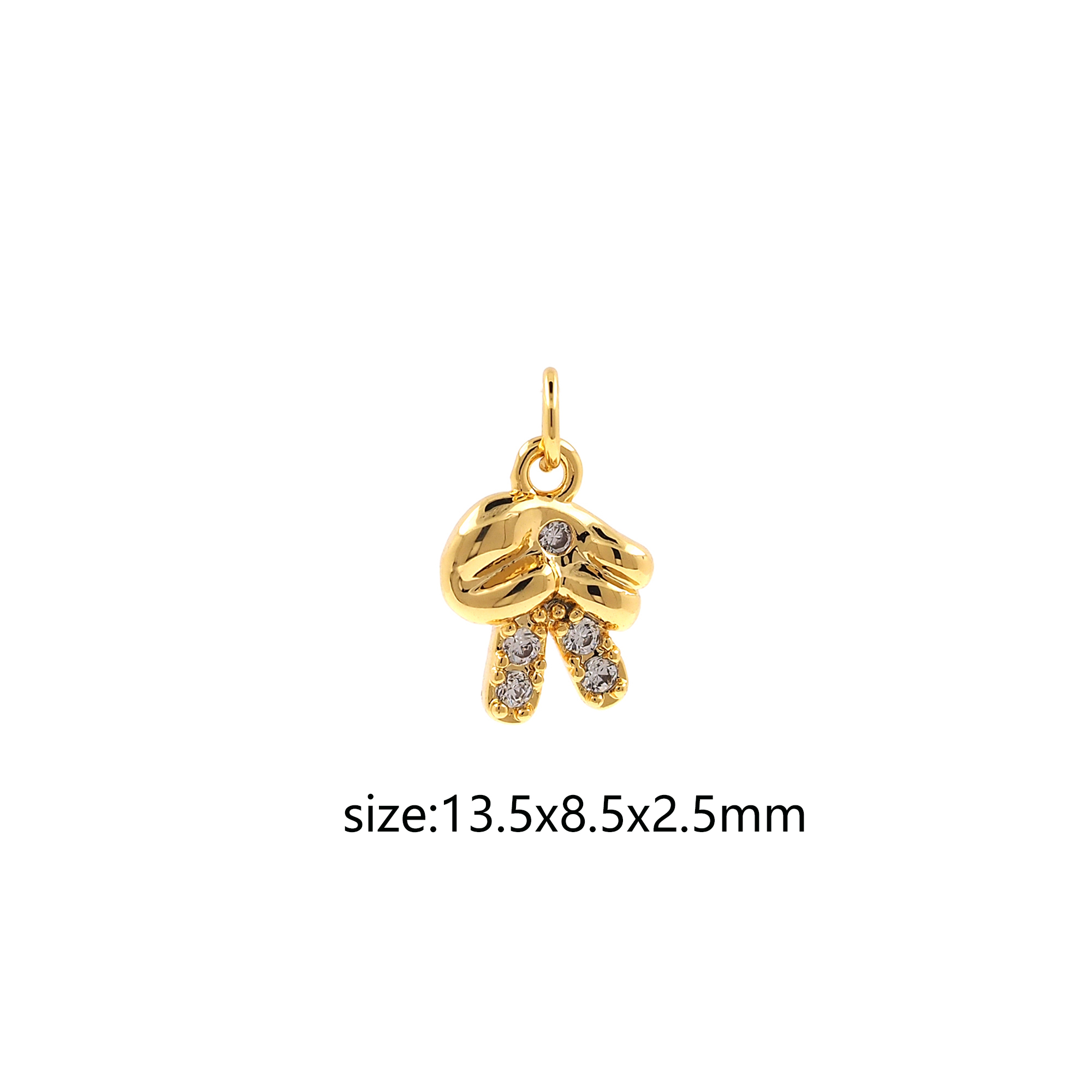 18K Gold Filled Gesture Pendant,CZ Micro Pave Gesture Charm Earrings Necklace for DIY Jewelry Making Supply