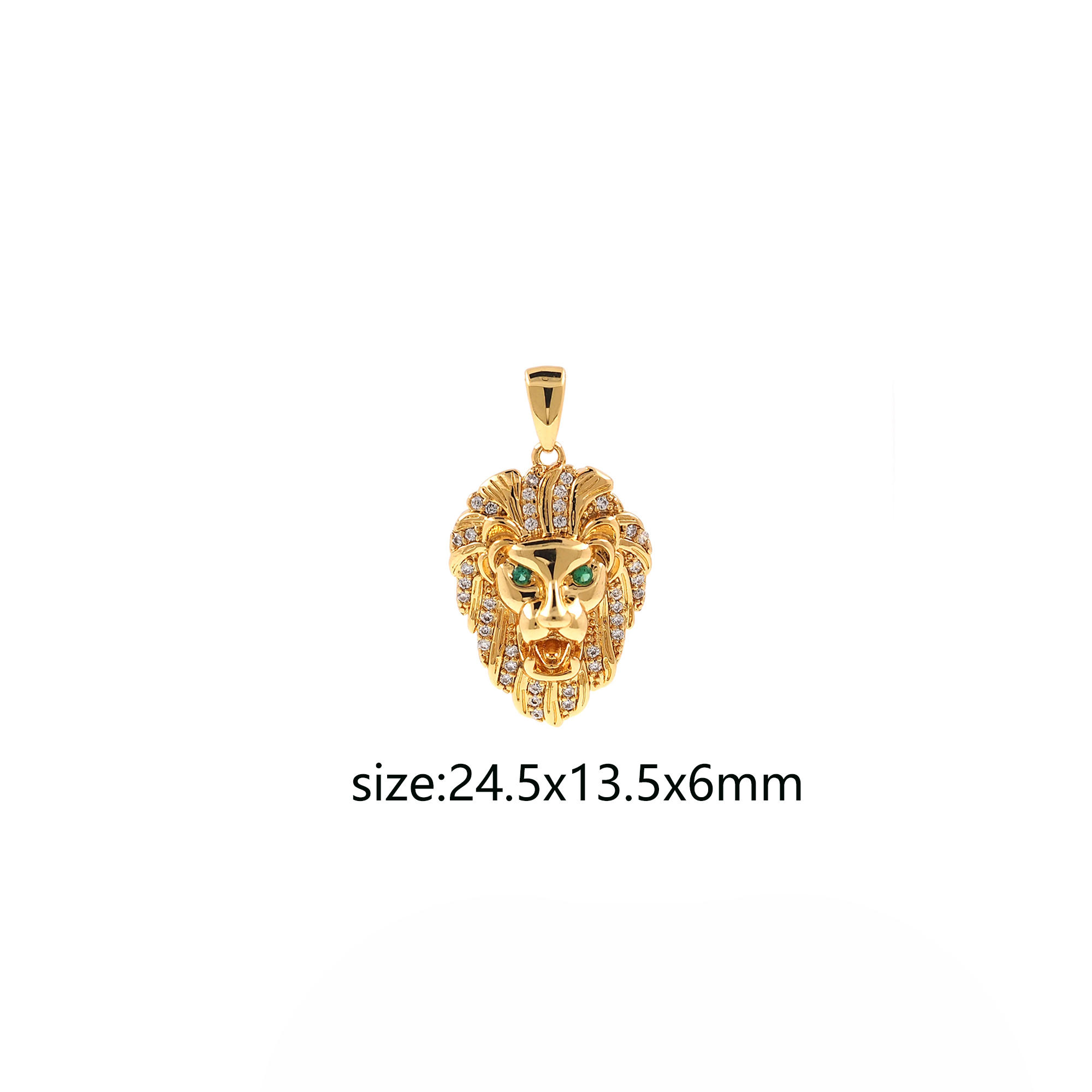 18K Gold Filled Lion Pendant,Animal Charm,CZ Micro Pave Lion Earrings Necklace for DIY Jewelry Making Supply