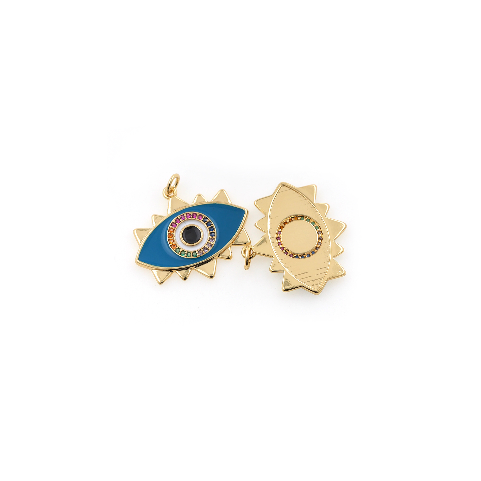 18K Gold Filled Evil Eye Pendantz,Amulet Charm,Enamel Evil Eye Earrings Necklace for DIY Jewelry Making Supply