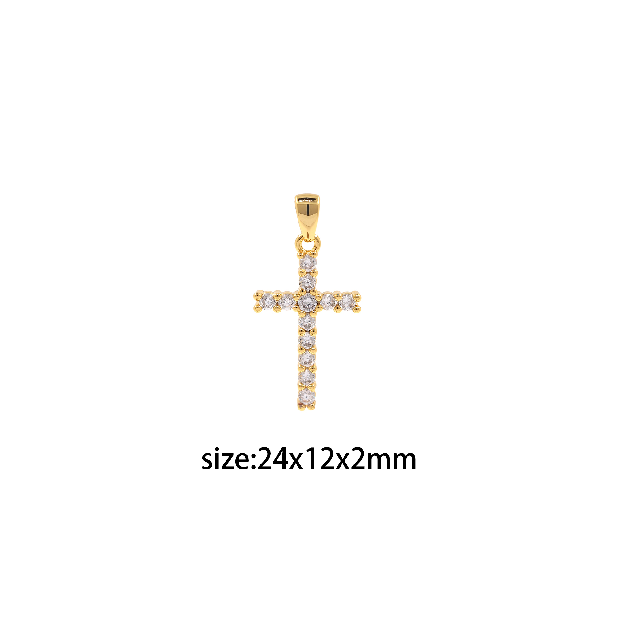 18K Gold Filled Cross Pendant,CZ Micro Pave Cross Charm Earrings Necklace for DIY Jewelry Making Supply