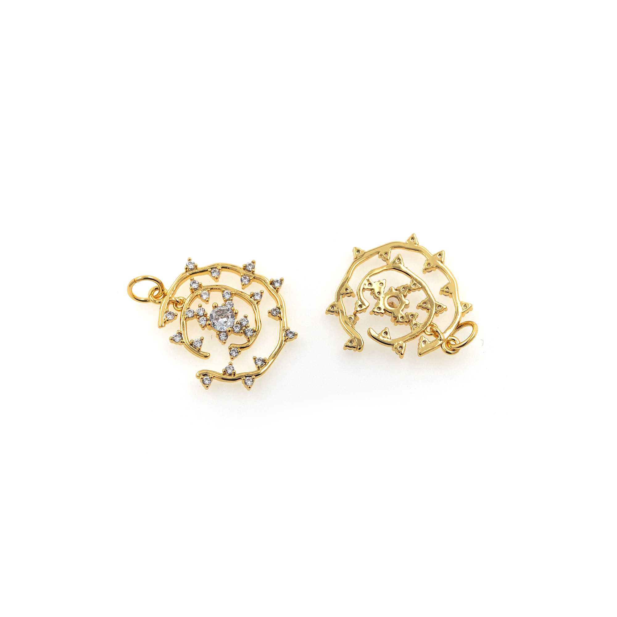 18K Gold Filled Geometric Pendant,CZ Micro Pave Geometric Charm Earrings Necklace for DIY Jewelry Making Supply