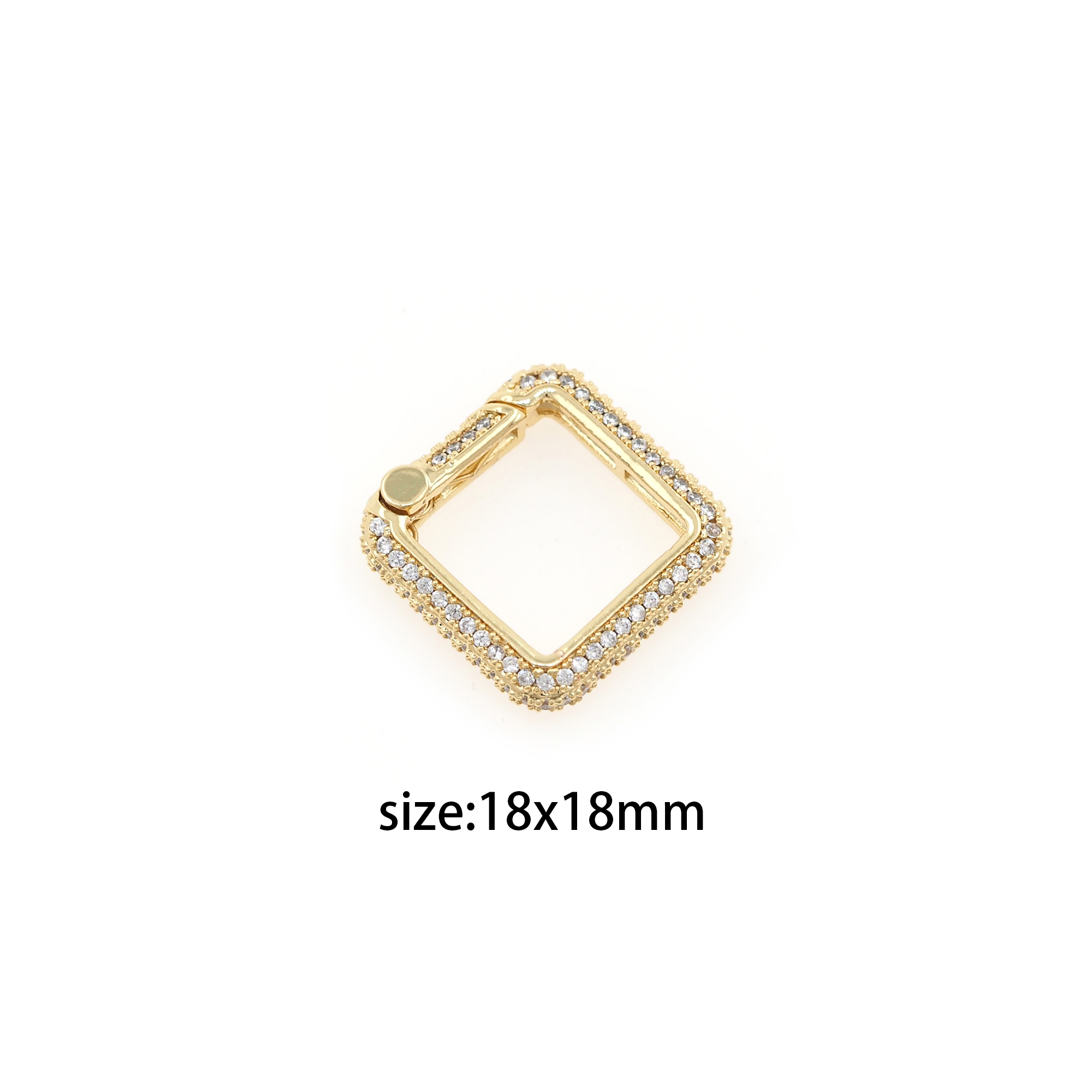 18K Gold Filled Square Spring Clasp,CZ Micro Pave Push Gate Buckle Bracelet Necklace for DIY Jewelry Finding Necklace Bracelet