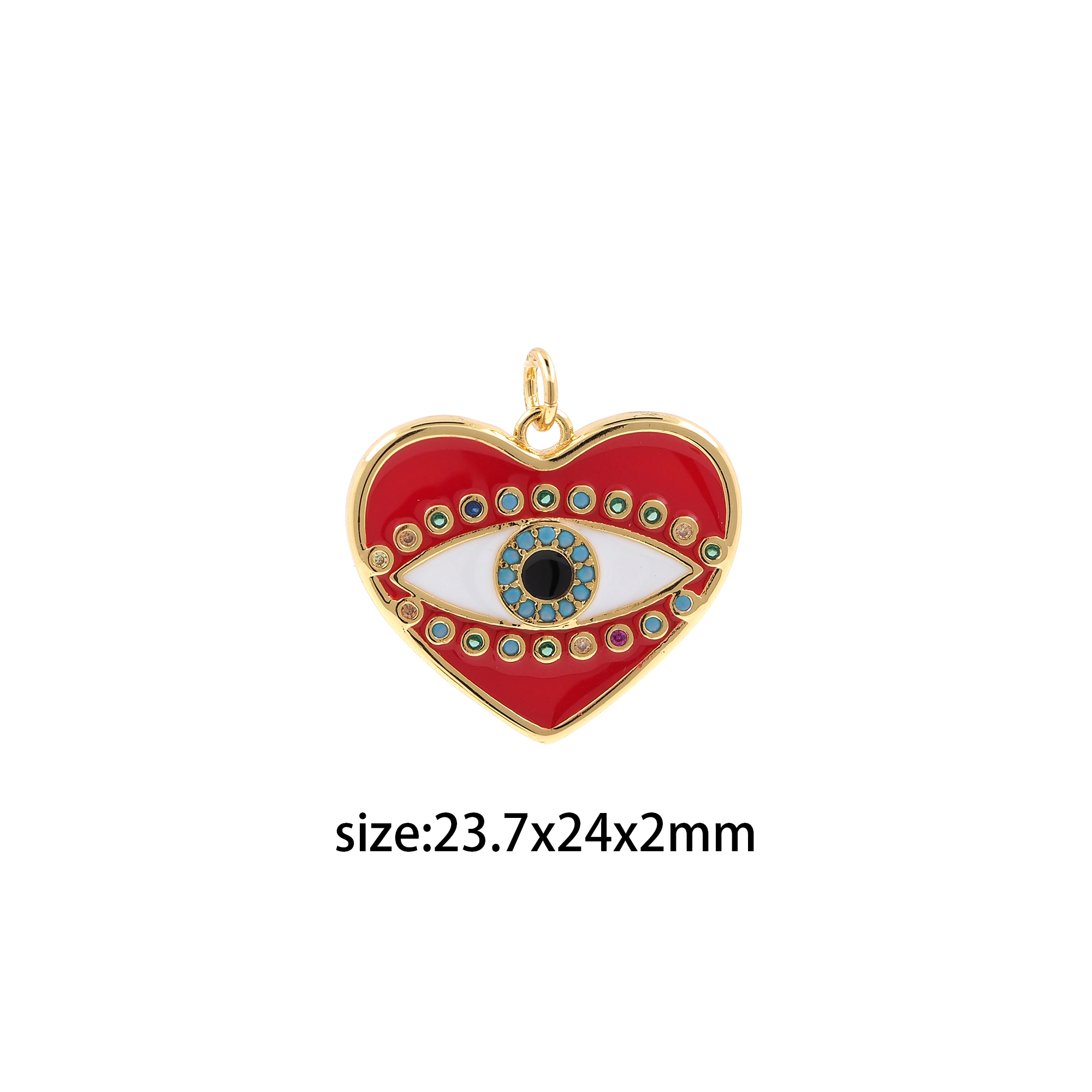 18K Gold Filled Heart Eye Pendant,Amulet Charm,Enamel Evil Eye Earrings Necklace for DIY Jewelry Making Supply