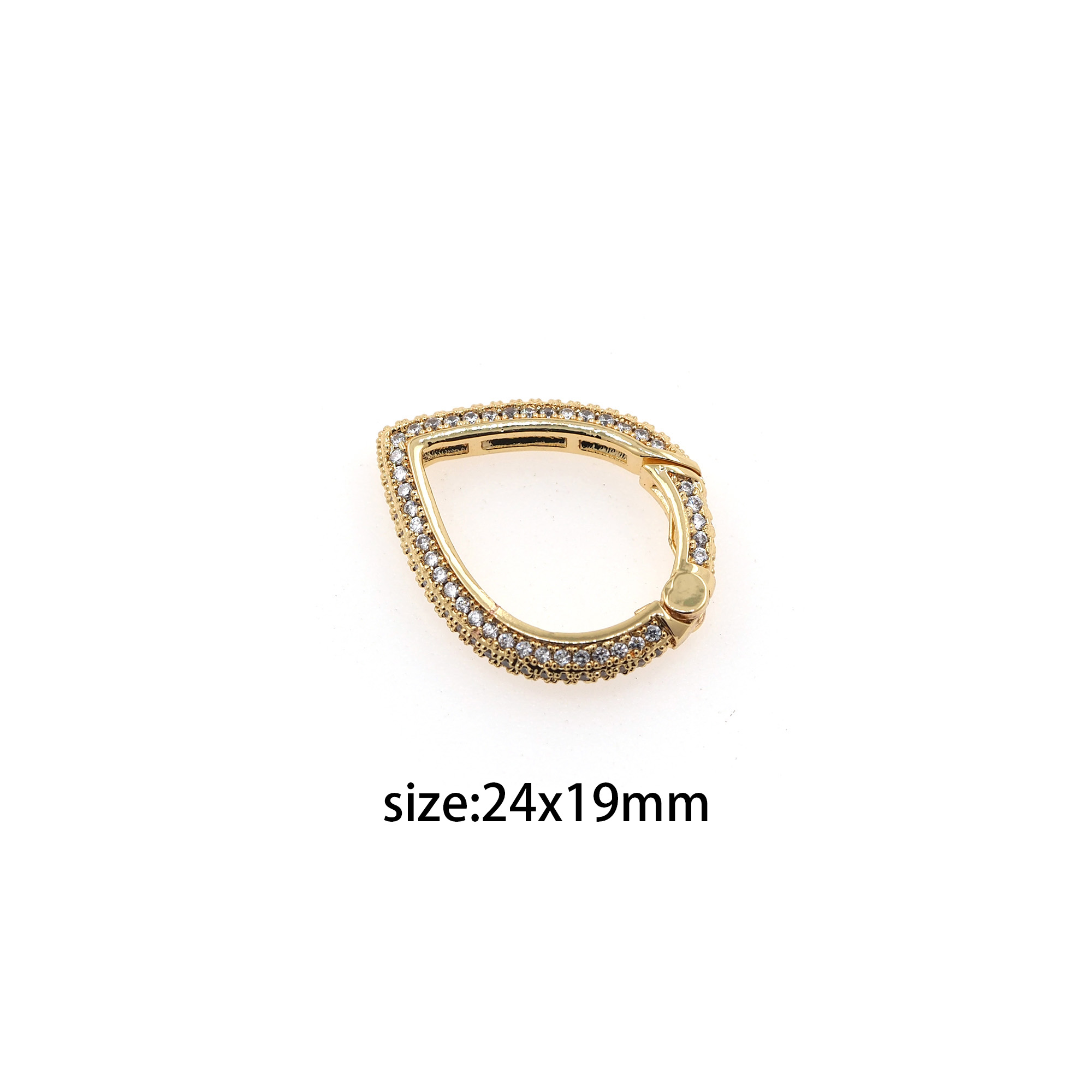 18K Gold Filled Teardrop Clasp,CZ Micro Pave Push Snap Clasp,Spring Buckle Bracelet Necklace for DIY Jewelry Finding Necklace Bracelet