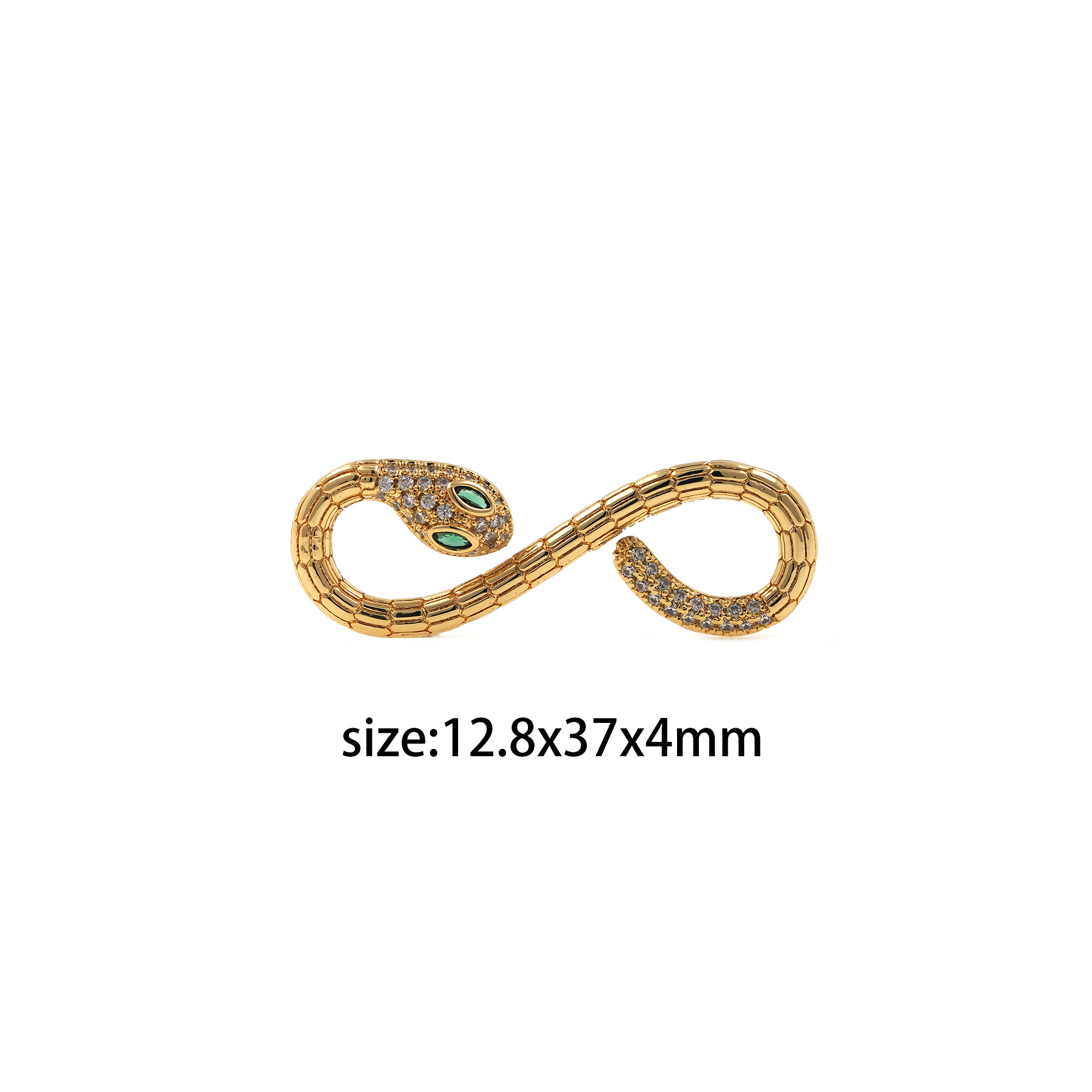 18K Gold Filled Snake Connector,CZ Micro Pave Snake Charm Necklace Bracelet for DIY Jewelry Making Supply