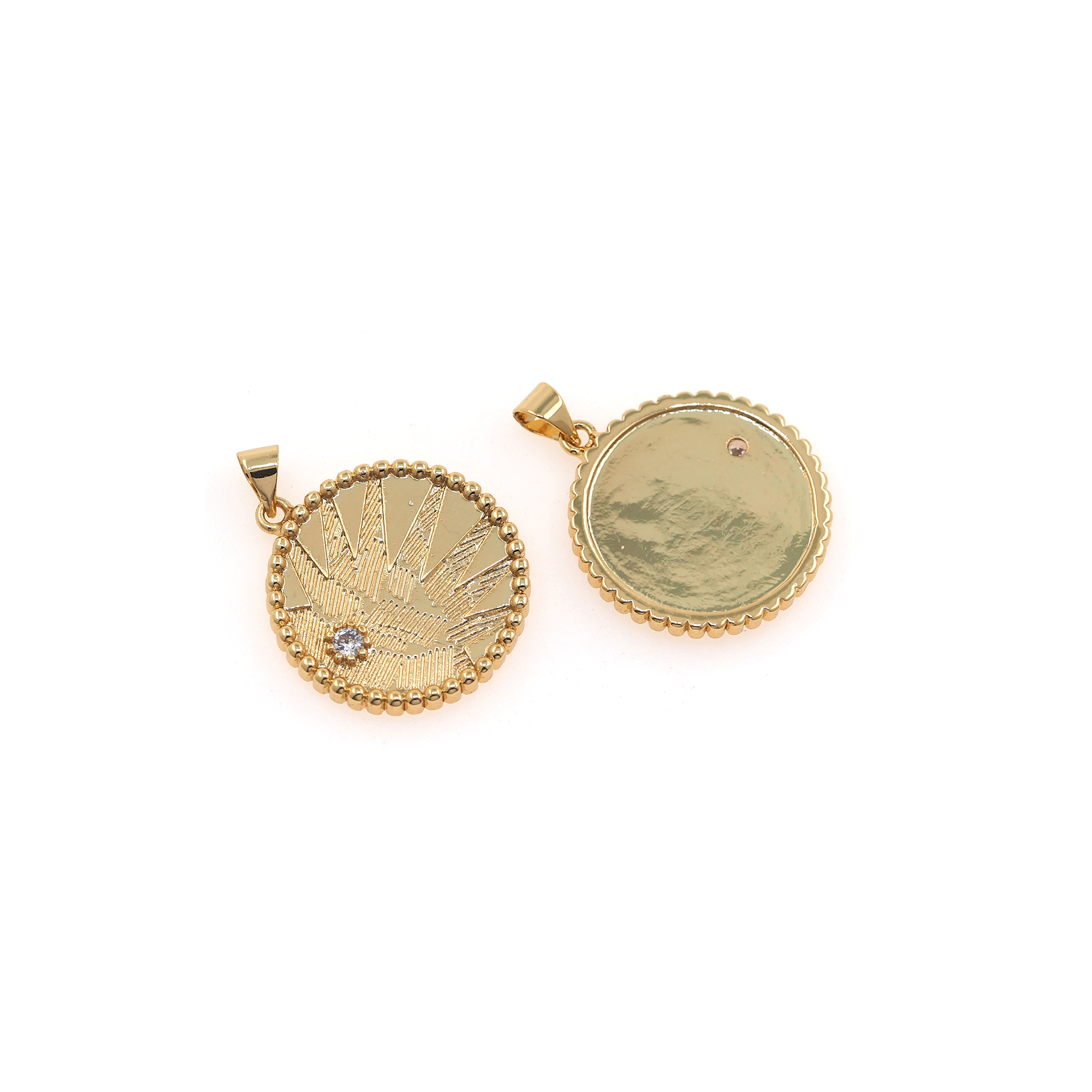 18K Gold Filled Sun Pendant,CZ Micro Pave Celestial Charm Earrings Necklace for DIY Jewelry Making Supply