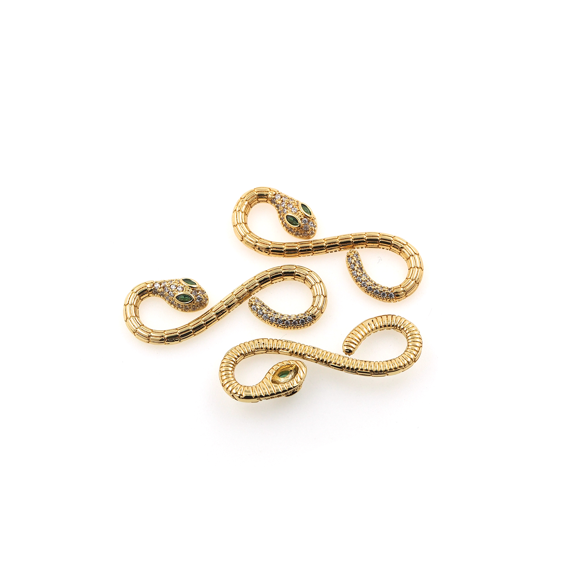 18K Gold Filled Snake Connector,CZ Micro Pave Snake Charm Necklace Bracelet for DIY Jewelry Making Supply