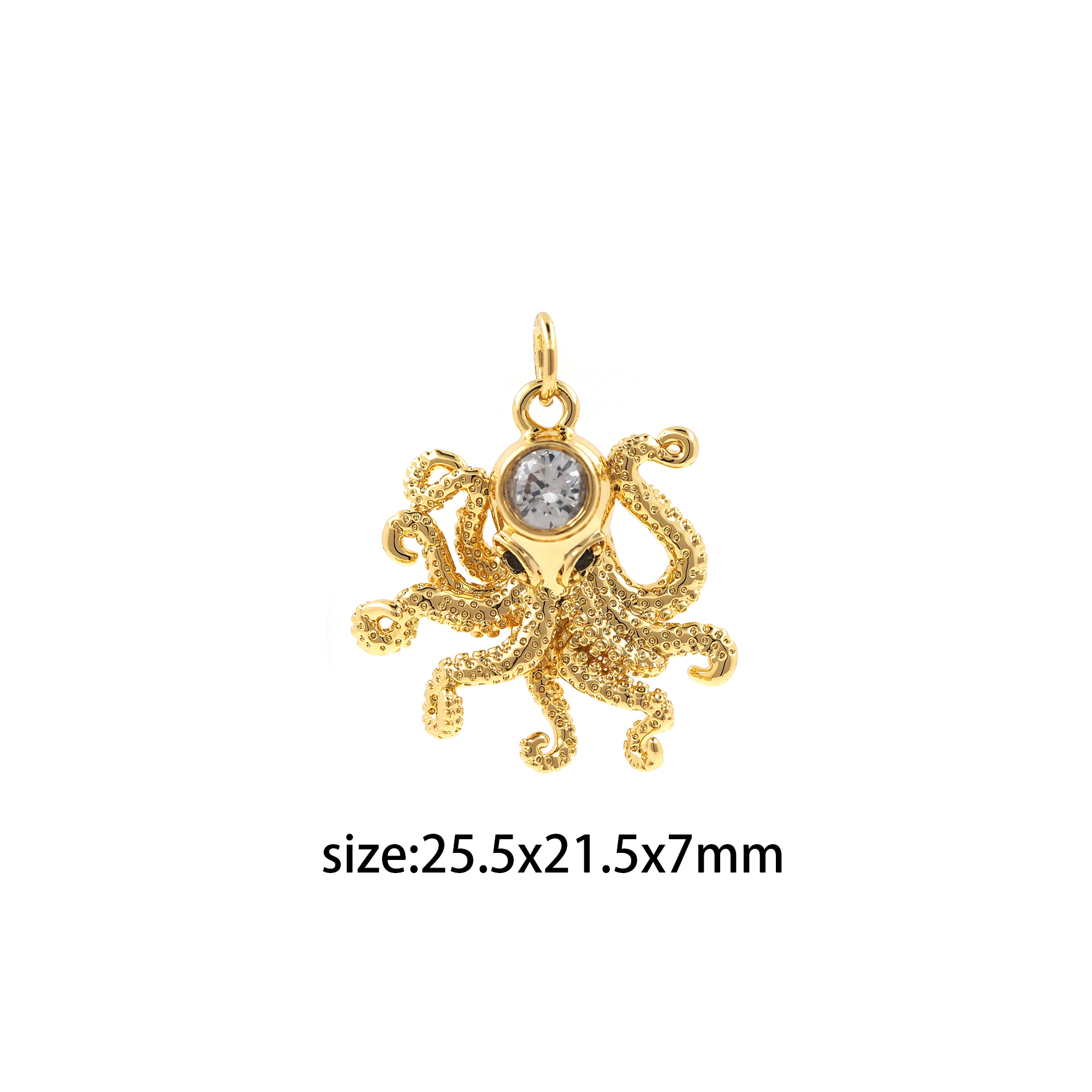 18K Gold Filled Octopus Pendant,CZ Miceo Pave Octopus Charm Earrings Necklace for DIY Jewelry Making Supply
