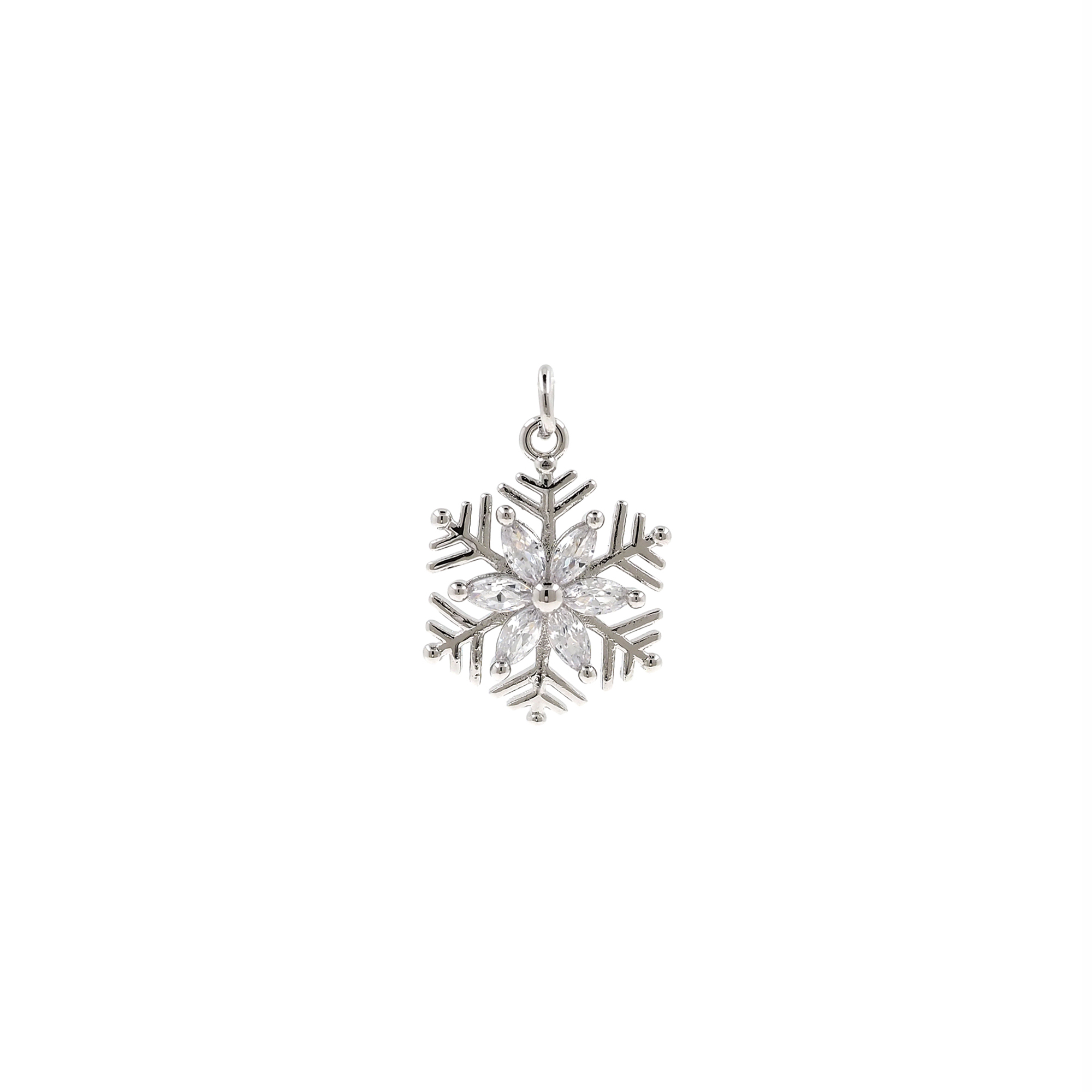 18K Gold Filled Snowflake Pendant,Winter Charm,CZ Micro Pave Snowflake Earrings Necklace for DIY Jewelry Making Supply