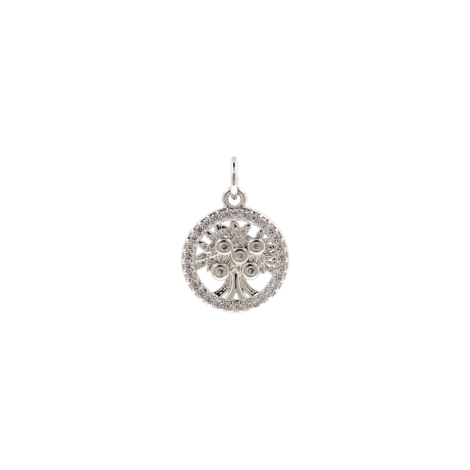 18K Gold Filled Tree of Life Pendant,CZ Micro Pave Life Tree Charm Earrings Necklace for DIY Jewelry Making Supply