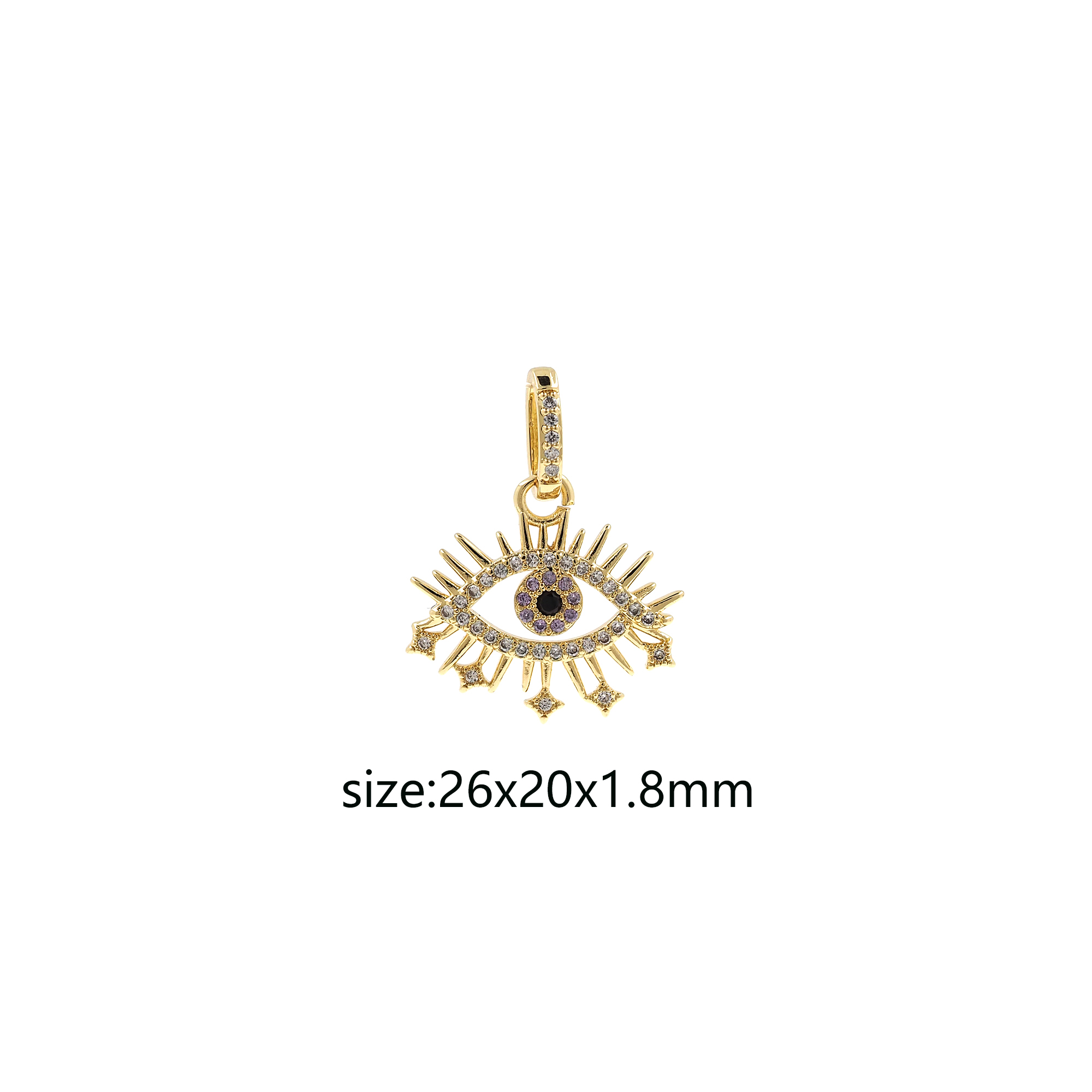 18K Gold Filled Evil Eye Pendant,Amulet Charm,CZ Micro Pave Evil Eye Earrings Necklace for DIY Jewelry Making Supply