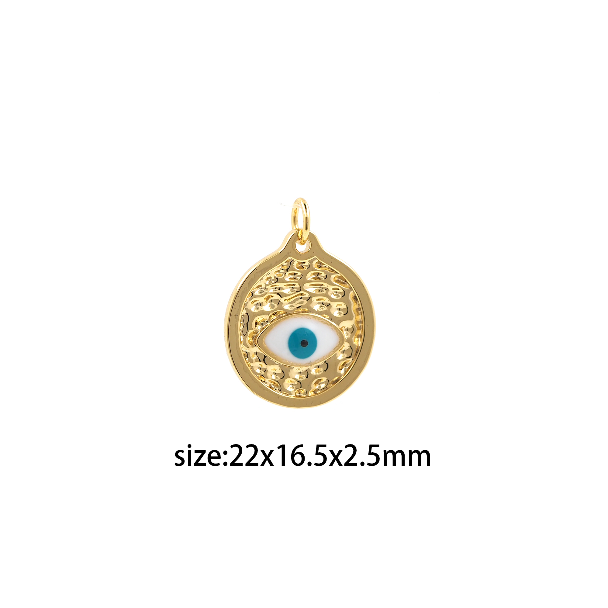 18K Gold Filled Evil Eye Pendant,Enamel Evil Eye Coin Charm Earrings Necklace for DIY Jewelry Making Supply
