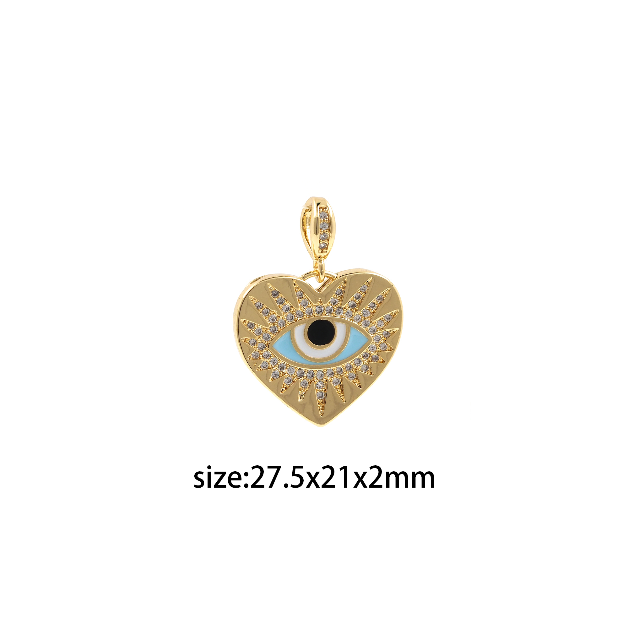 18K Gold Filled Heart Eye Pendant,Enamel Evil Eye Charm Earrings Necklace for DIY Jewelry Making Supply