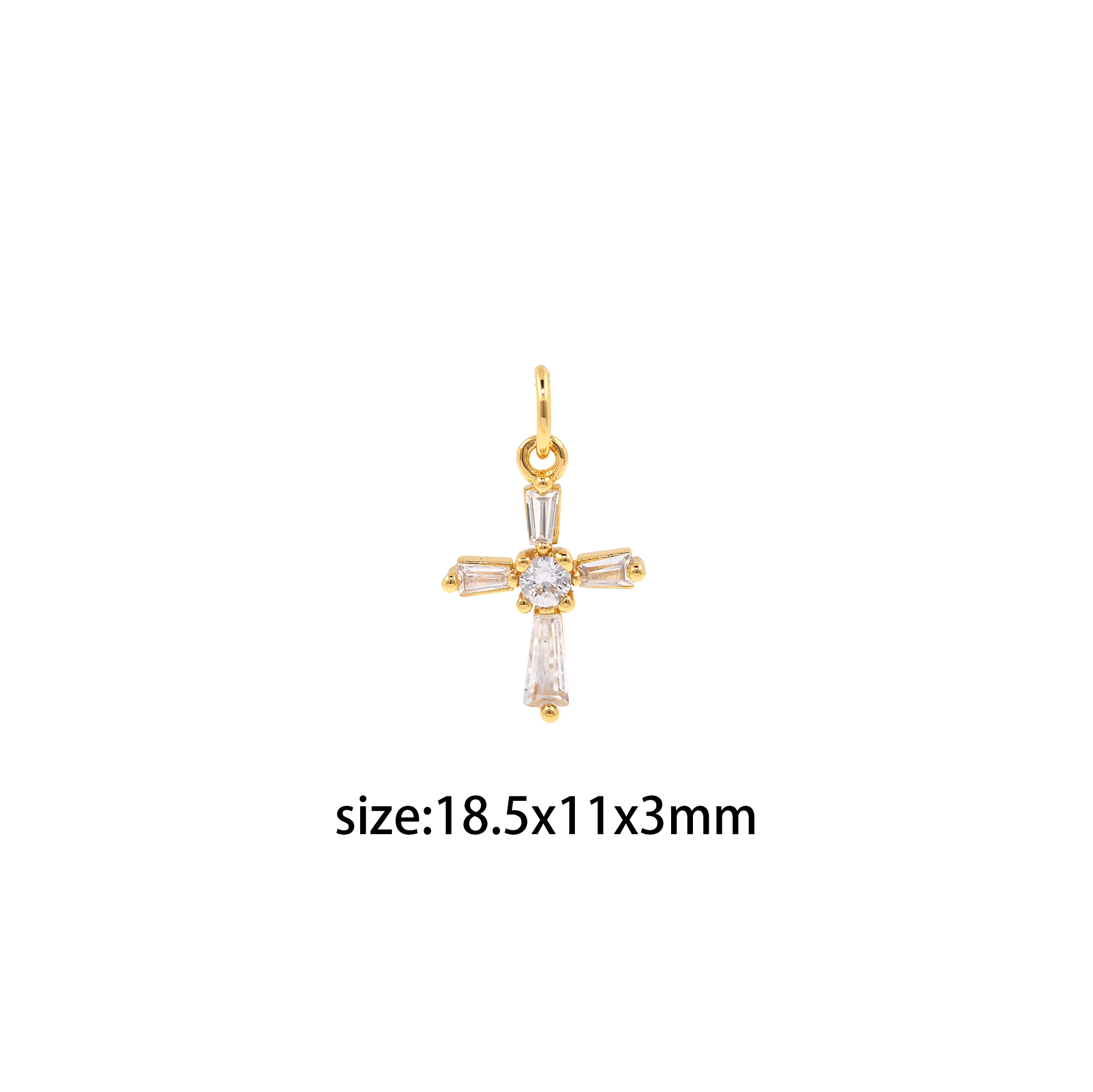 18K Gold Filled Cross Pendant,Religious Charm,CZ Micro Pave Cross Earrings Necklace for DIY Jewelry Making Supply