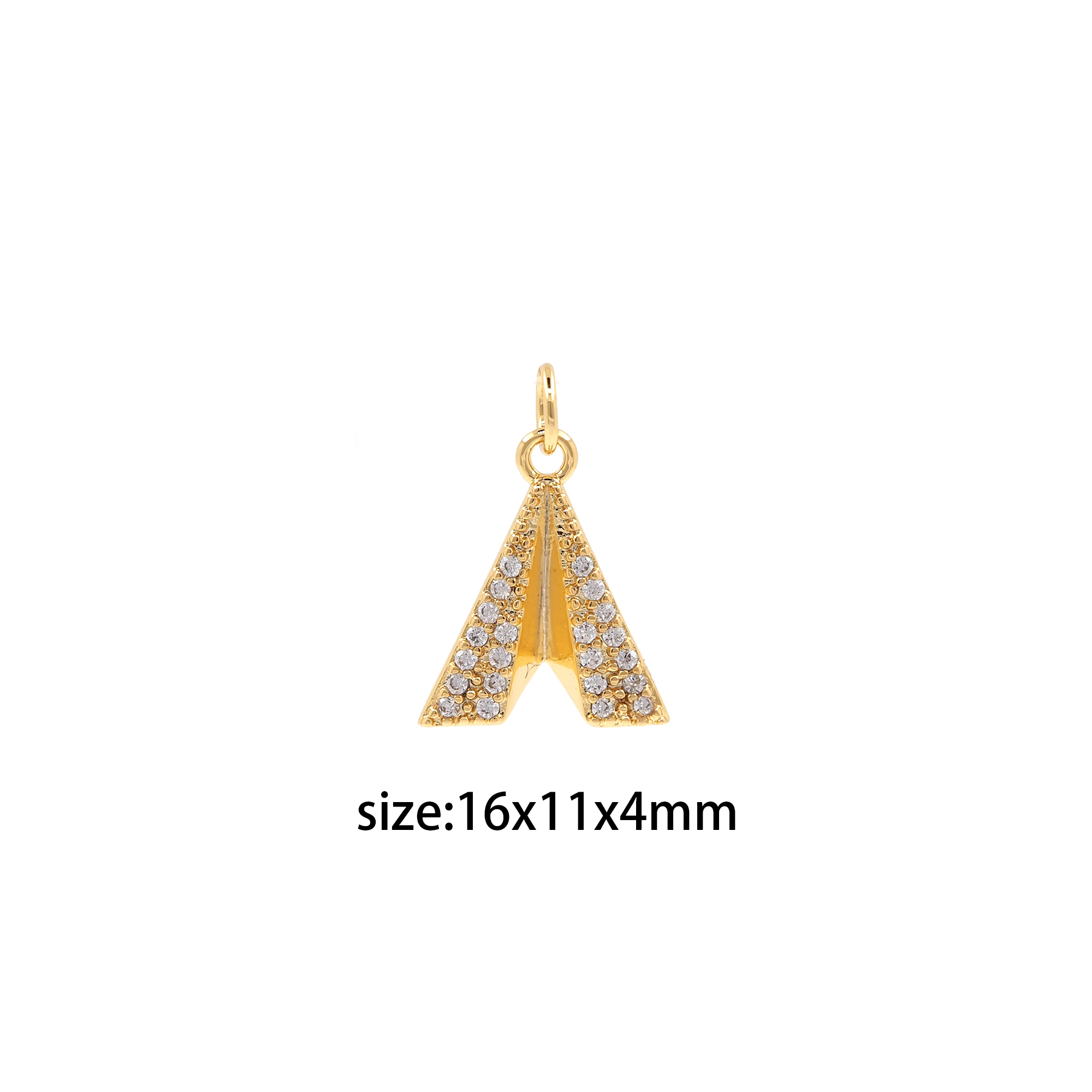 18K Gold Filled Paper Airplane Pendant,CZ Micro Pave Origami Airplane Earrings Necklace for DIY Jewelry Making Supply