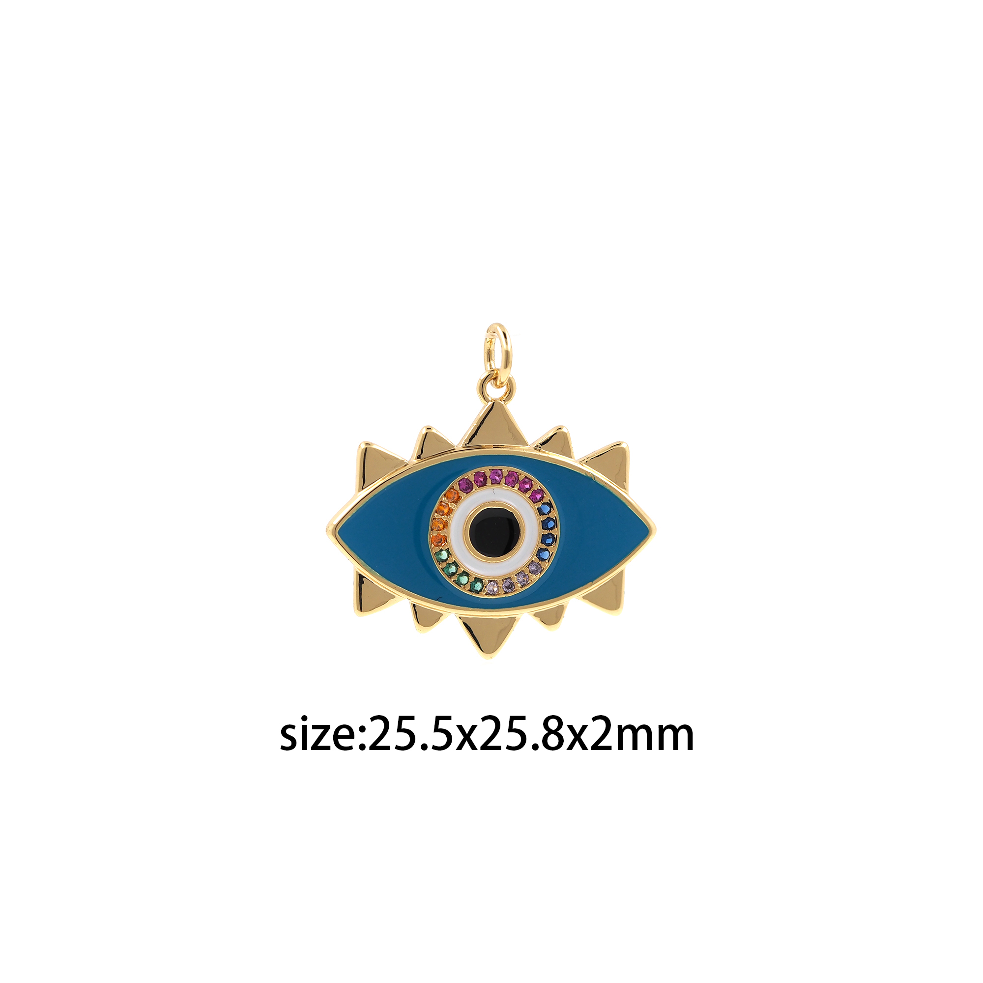 18K Gold Filled Evil Eye Pendantz,Amulet Charm,Enamel Evil Eye Earrings Necklace for DIY Jewelry Making Supply