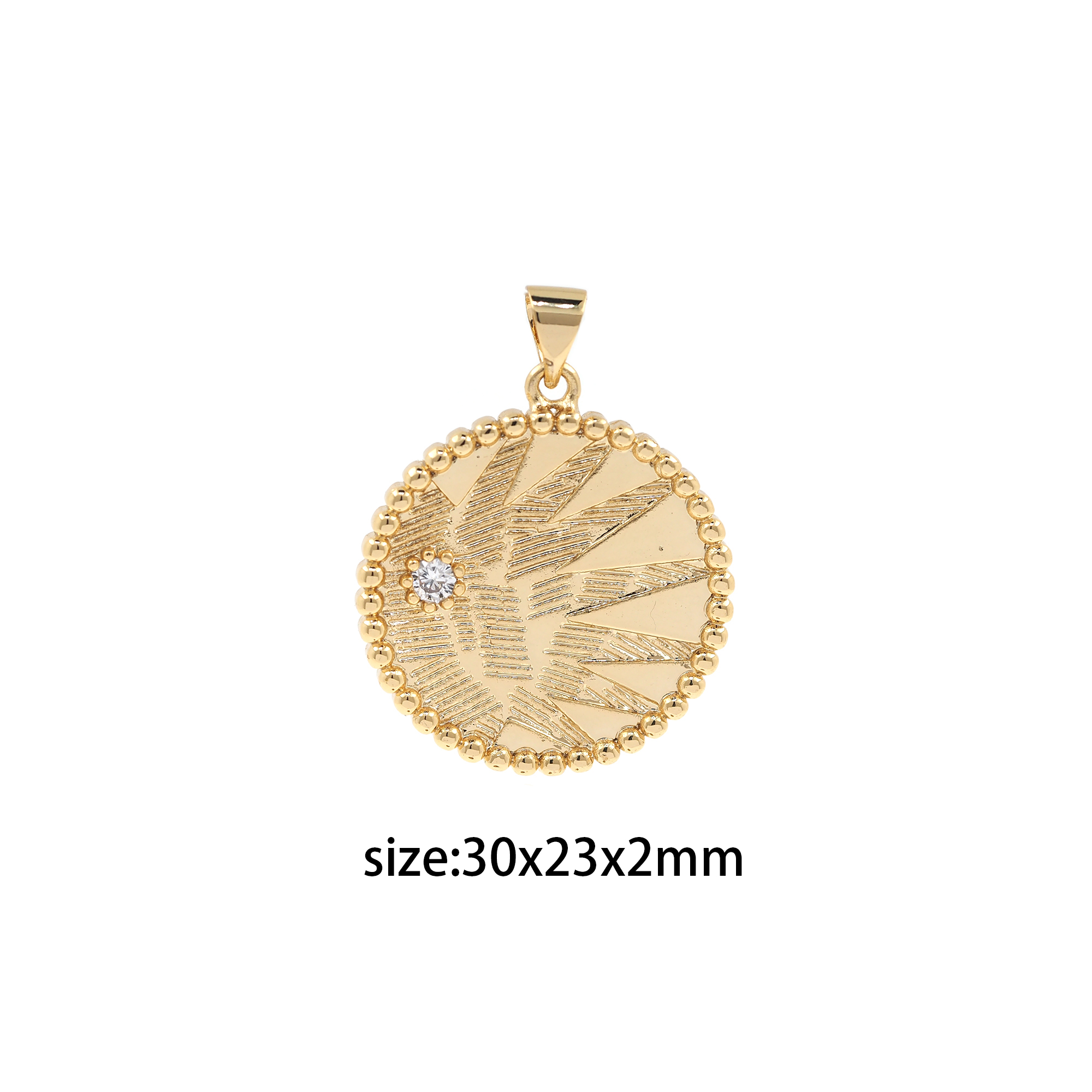 18K Gold Filled Sun Pendant,CZ Micro Pave Celestial Charm Earrings Necklace for DIY Jewelry Making Supply