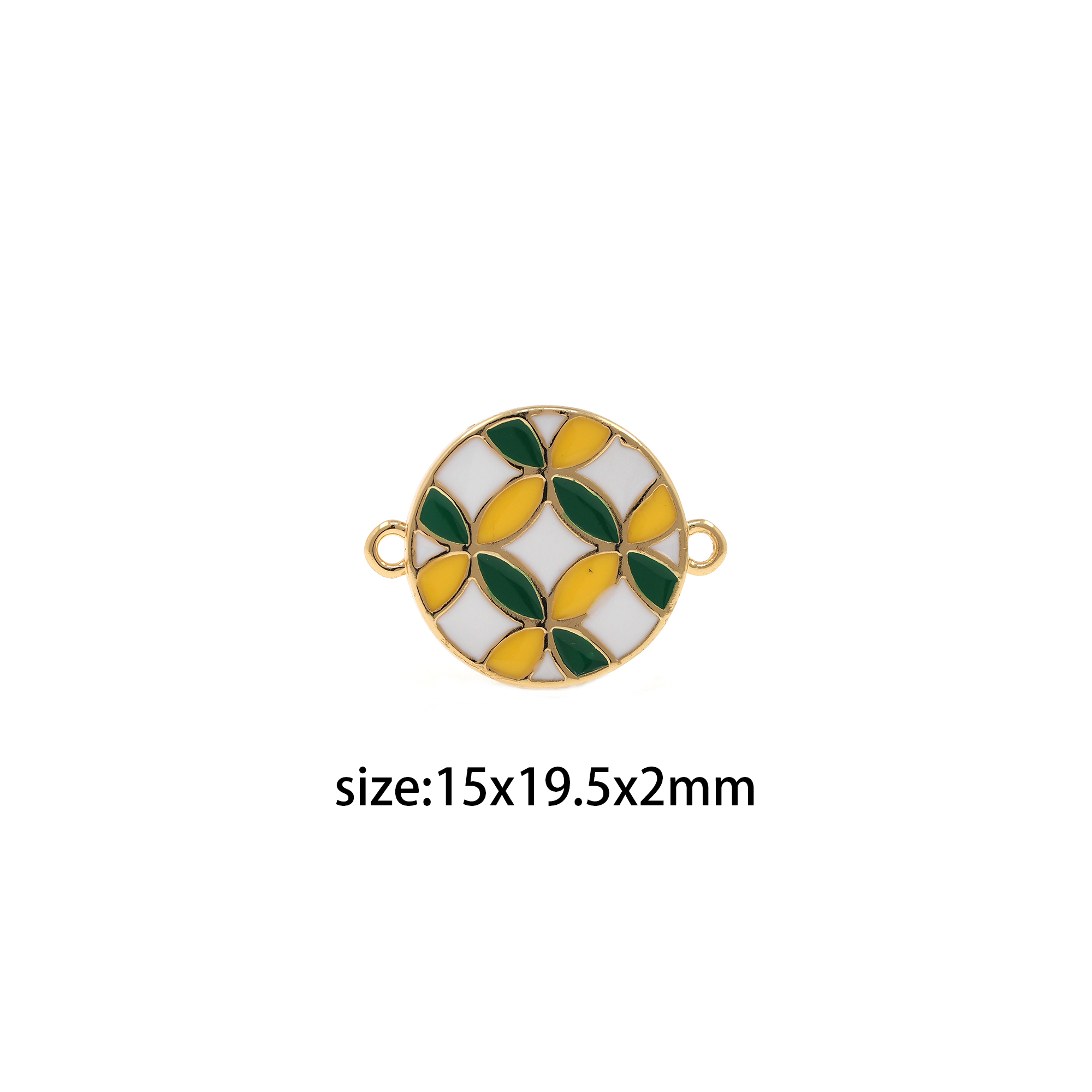 18K Gold Filled Flower Connector Pendant,Enamel Flower Charm Necklace Bracelet for DIY Jewelry Making Supply