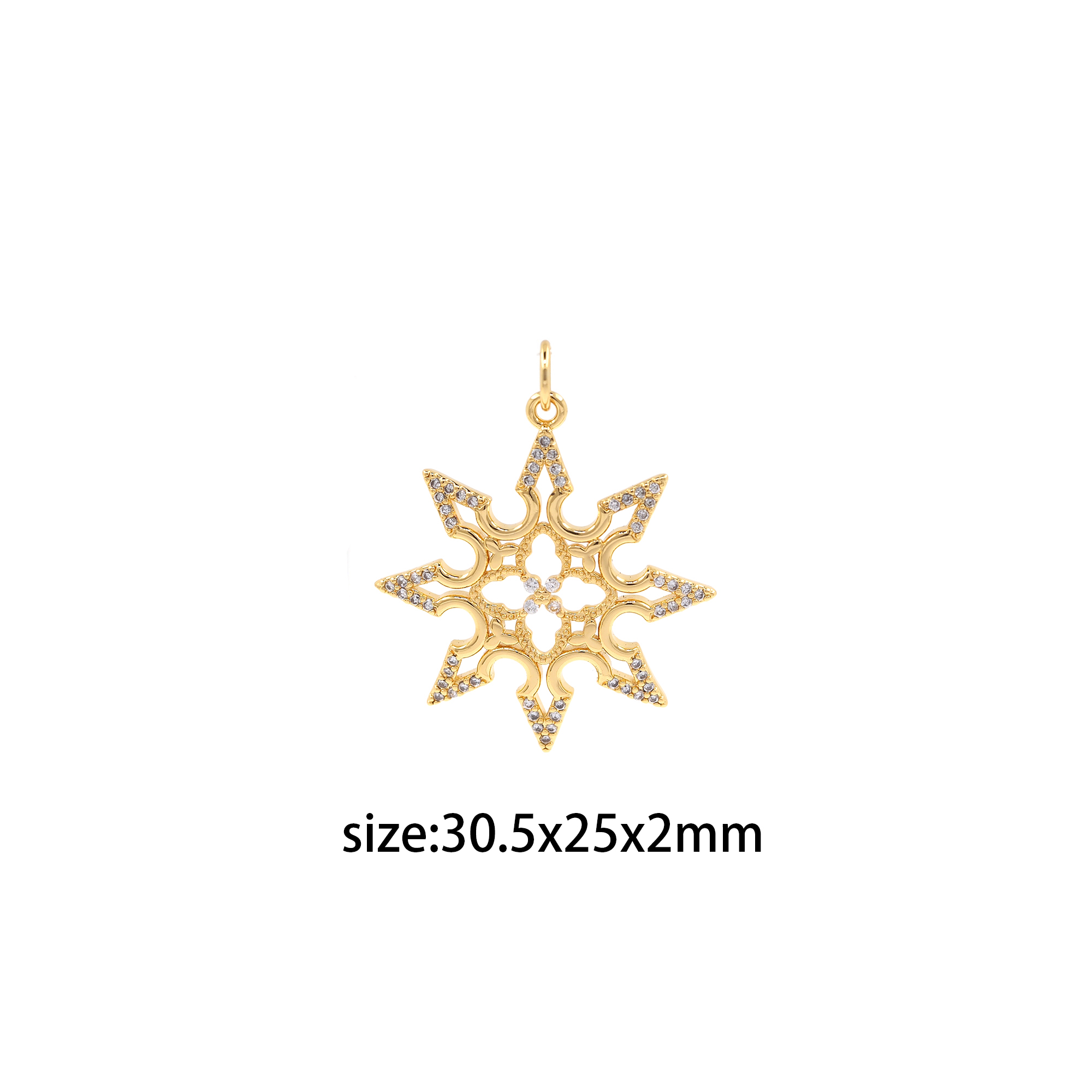 18K Gold Filled Sun Pendant,CZ Micro Pave Celestial Charm Earrings Necklace for DIY Jewelry Making Supply