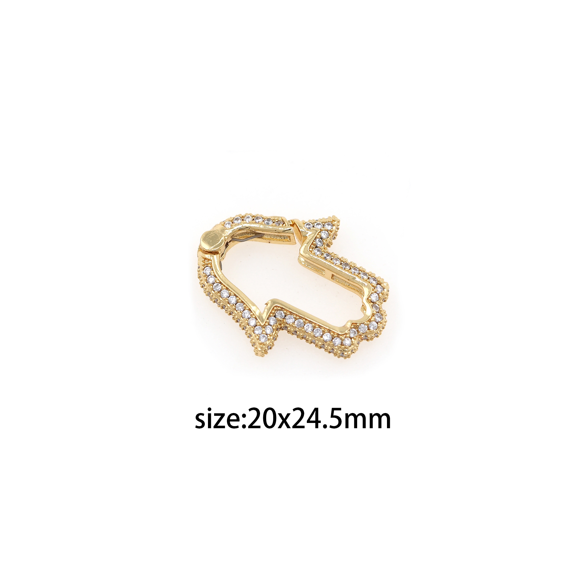 18K Gold Filled Hamsa Carabiner Clips,CZ Micro Pave Spring Push Gate Buckle Bracelet Necklace for DIY Jewelry Finding Necklace Bracelet