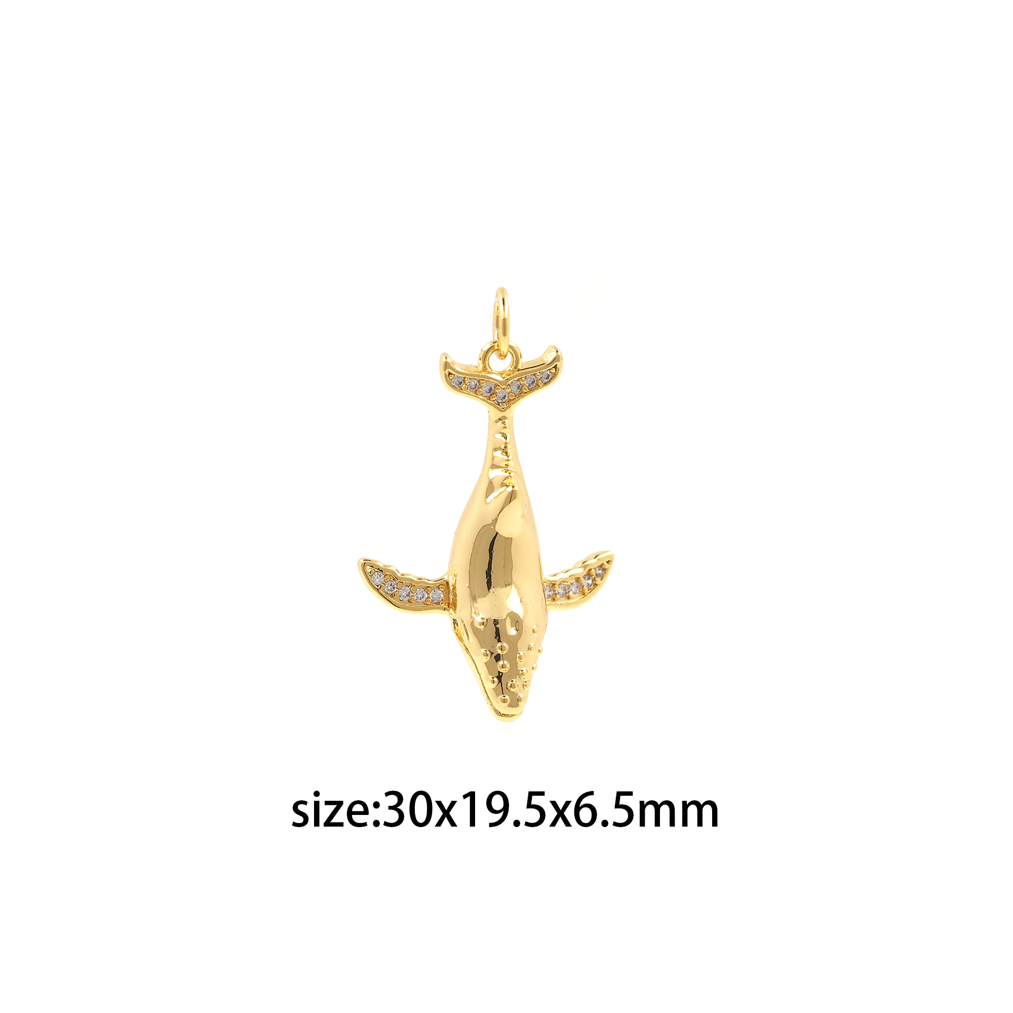 18K Gold Filled Whale Pendant,CZ Micro Pave Whale Charm Earrings Necklace for DIY Jewelry Making Supply