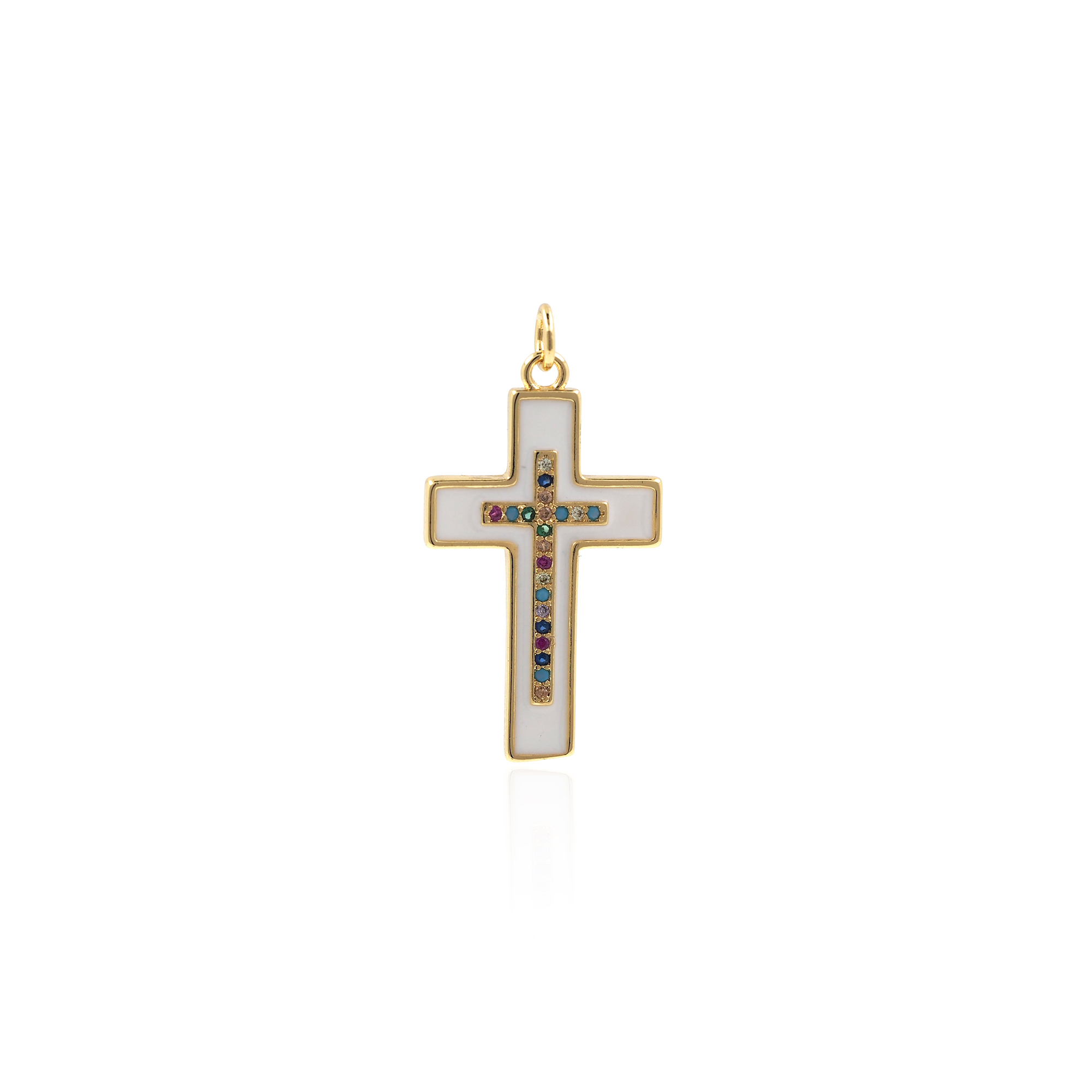 18K Gold Filled Cross Pendant,Enamel Cross Charm Earrings Necklace for DIY Jewelry Making Supply