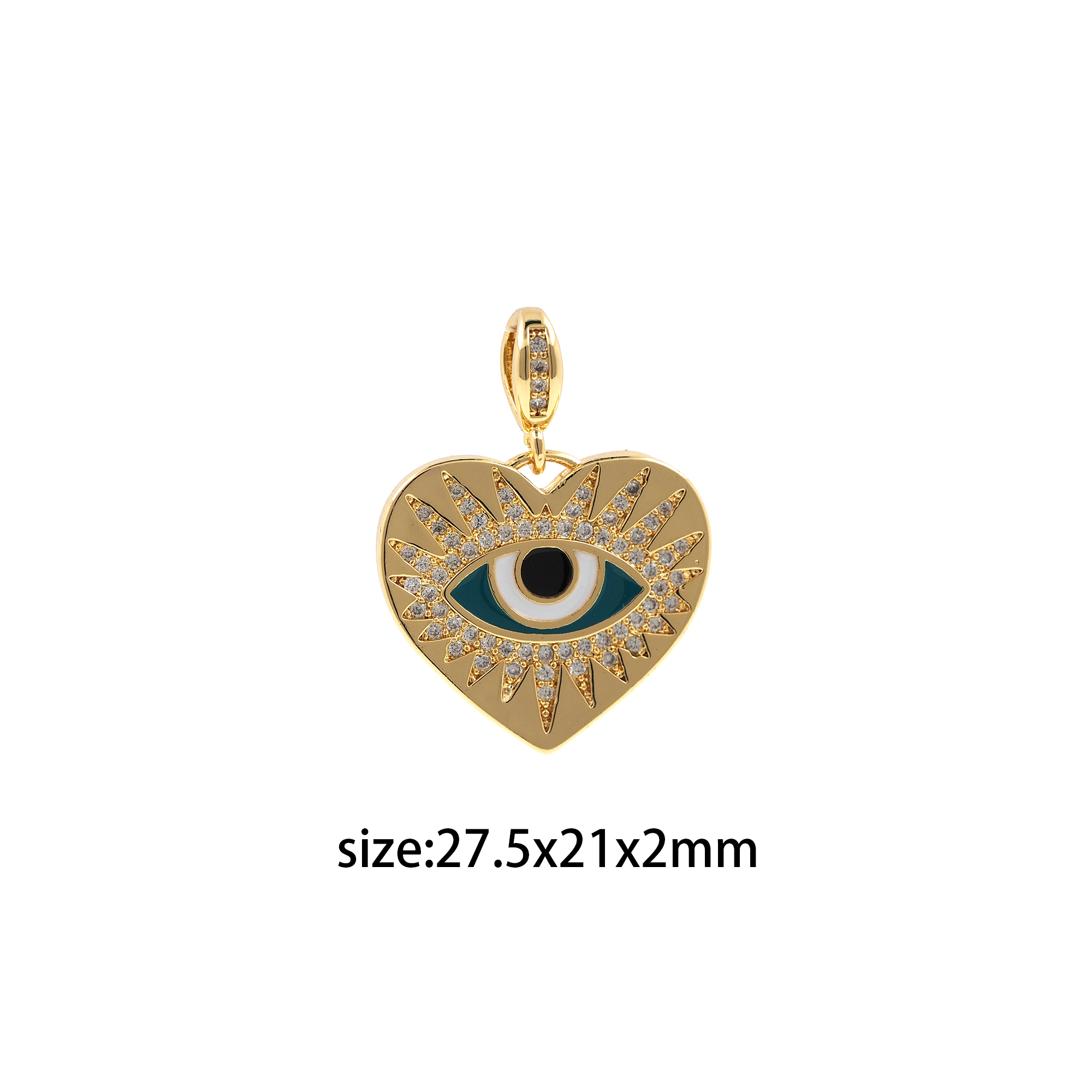 18K Gold Filled Evil Eye Pendant,Amulet Charm,Enamel Heart Eye Earrings Necklace for DIY Jewelry Making Supply
